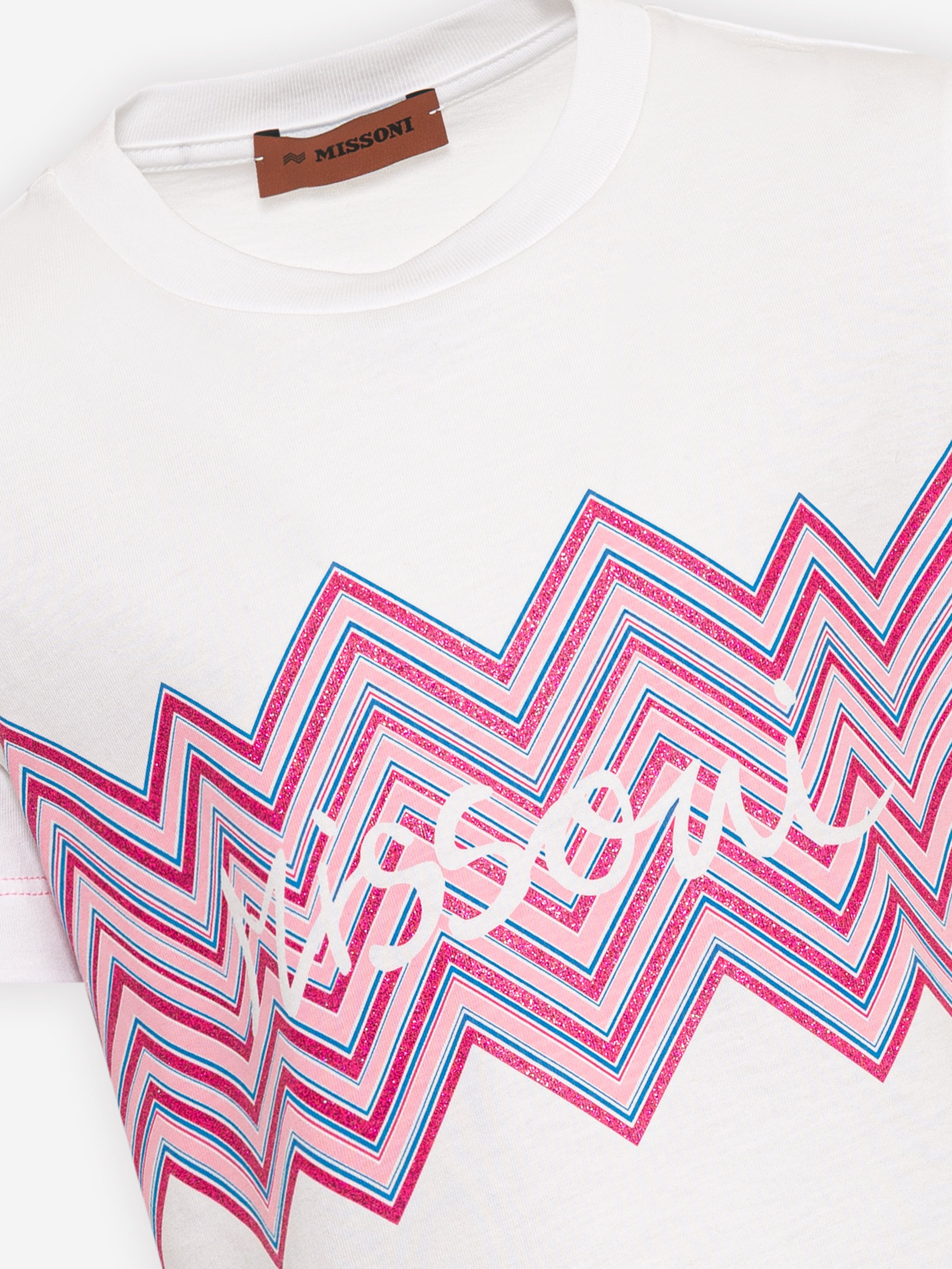 Missoni Girls Zigzag Logo T-shirt in White