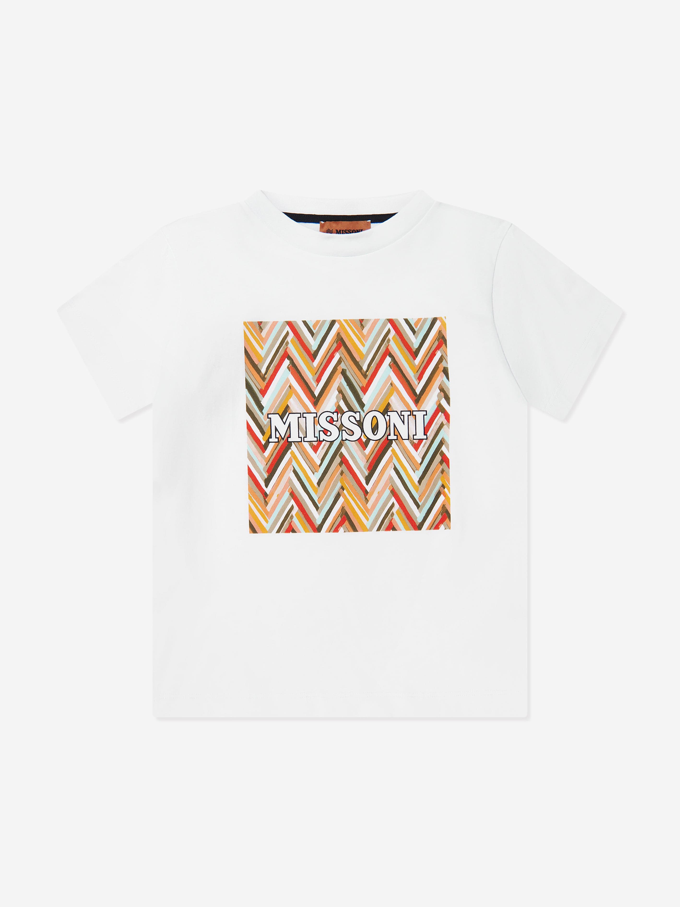 Missoni Boys Zigzag Logo T-Shirt in White