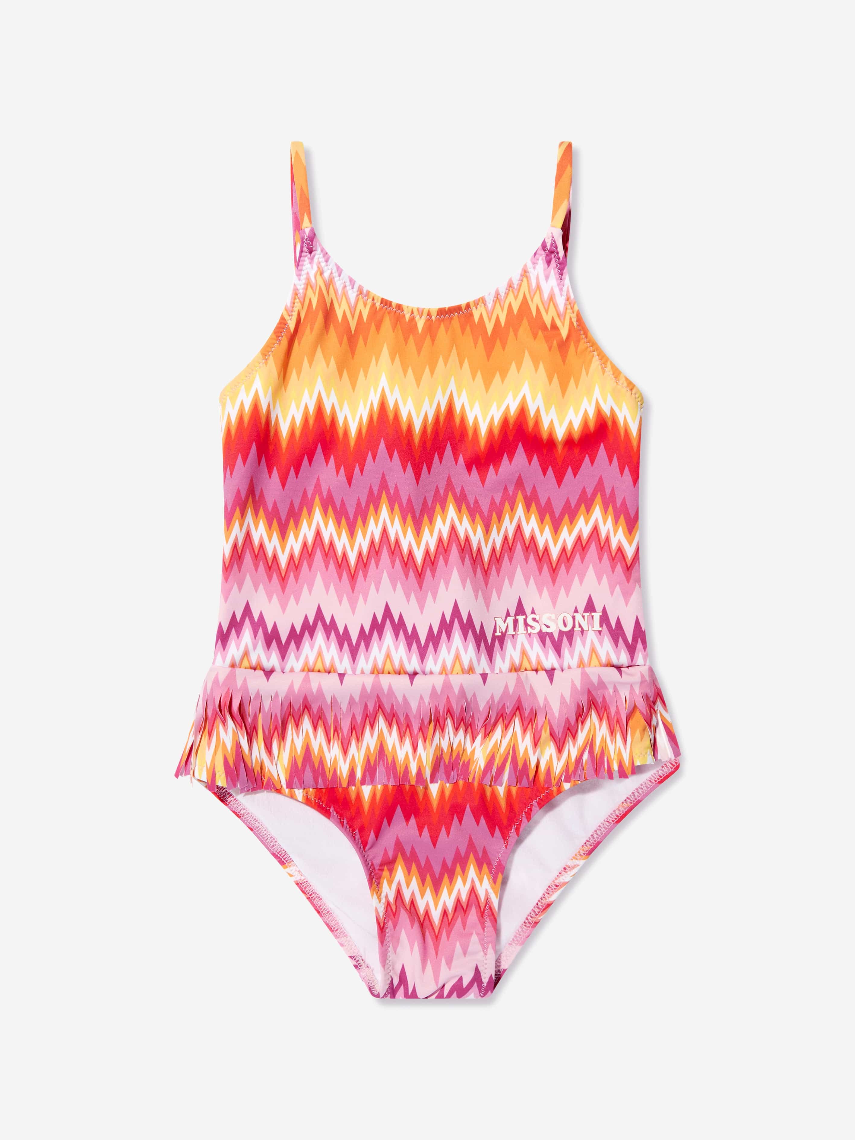 Missoni Girls Zigzag Tassel Swimsuit in Multicolour