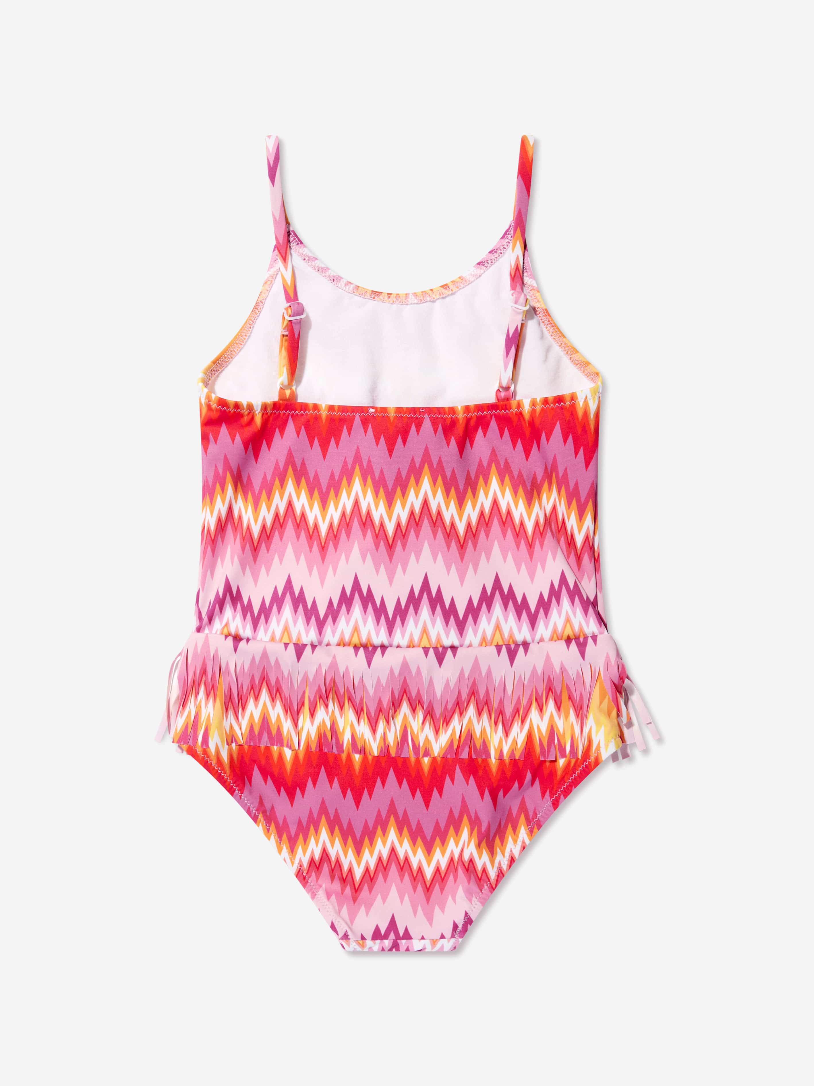 Missoni Girls Zigzag Tassel Swimsuit in Multicolour