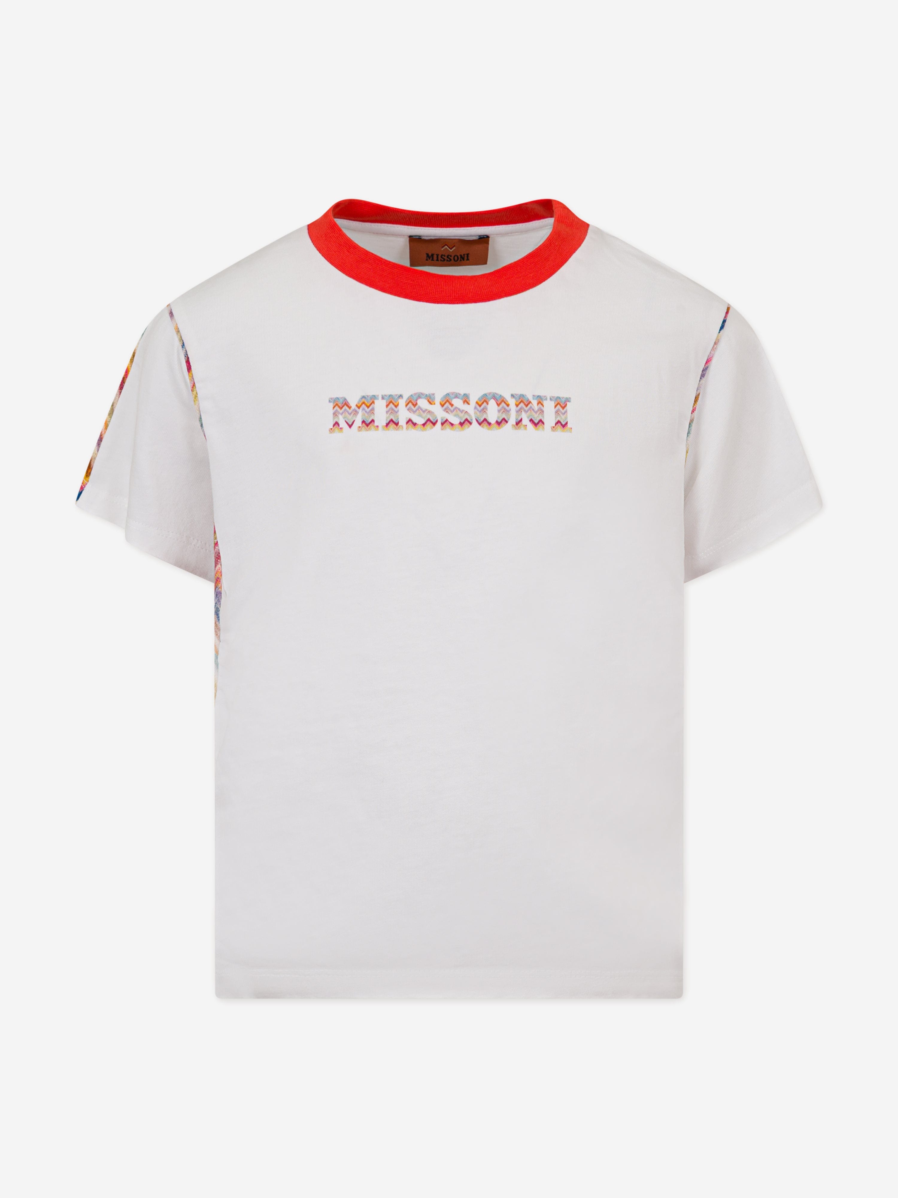 Missoni Girls Zigazg Logo T-Shirt in White