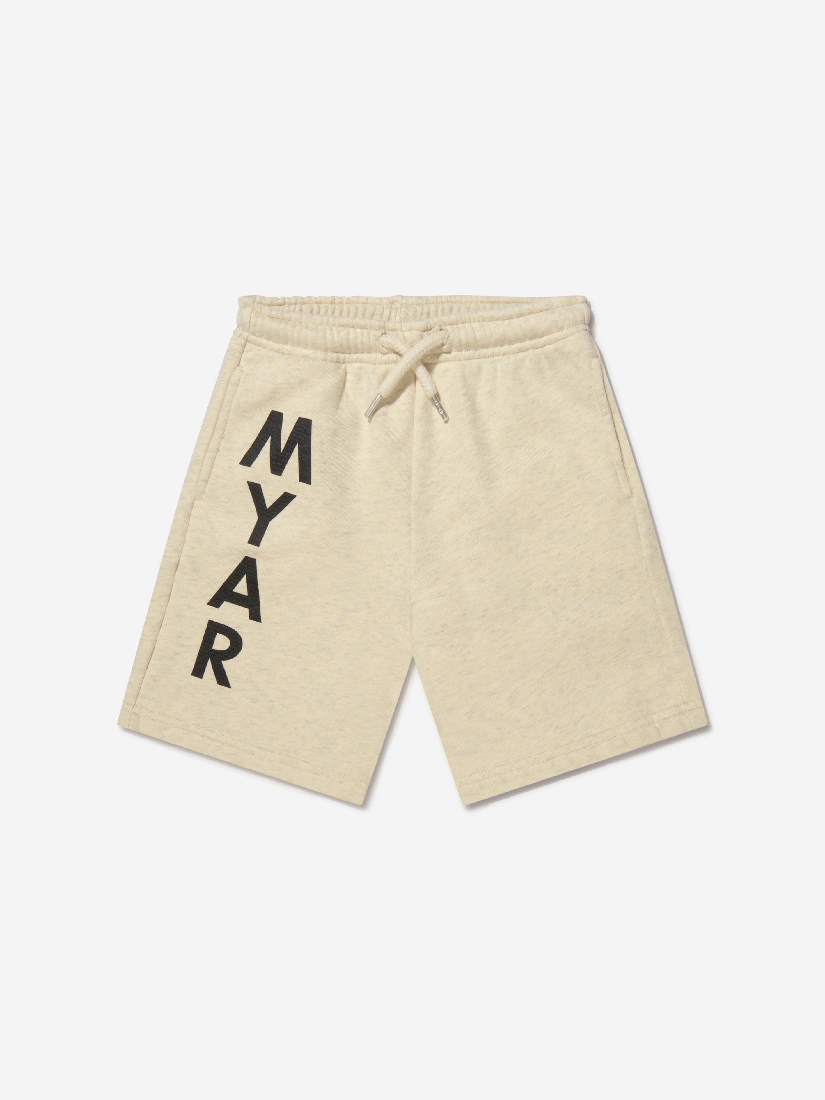 Myar Boys Cotton Logo Shorts in Beige