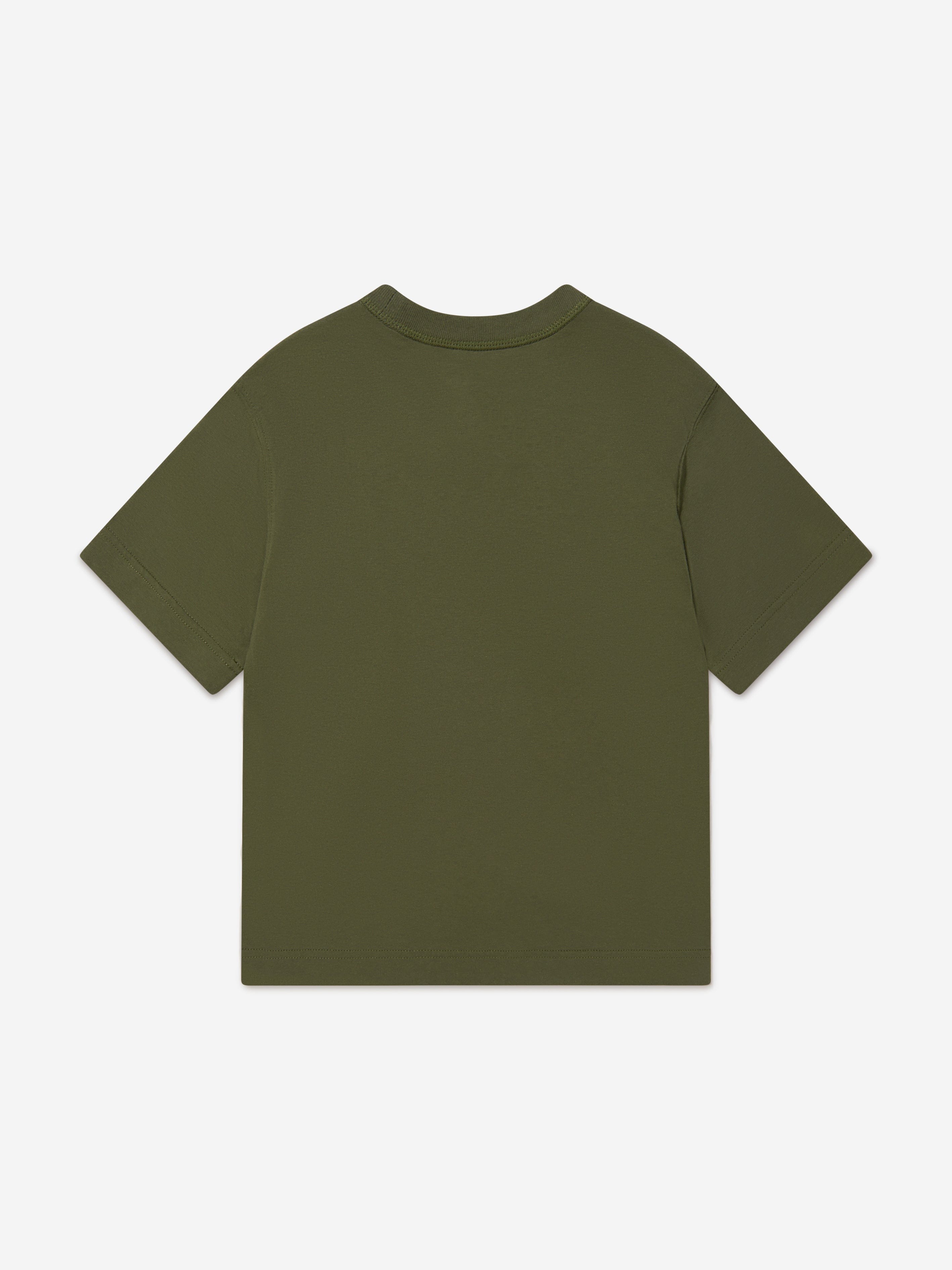 Myar Boys Cotton Logo Print T-Shirt in Green