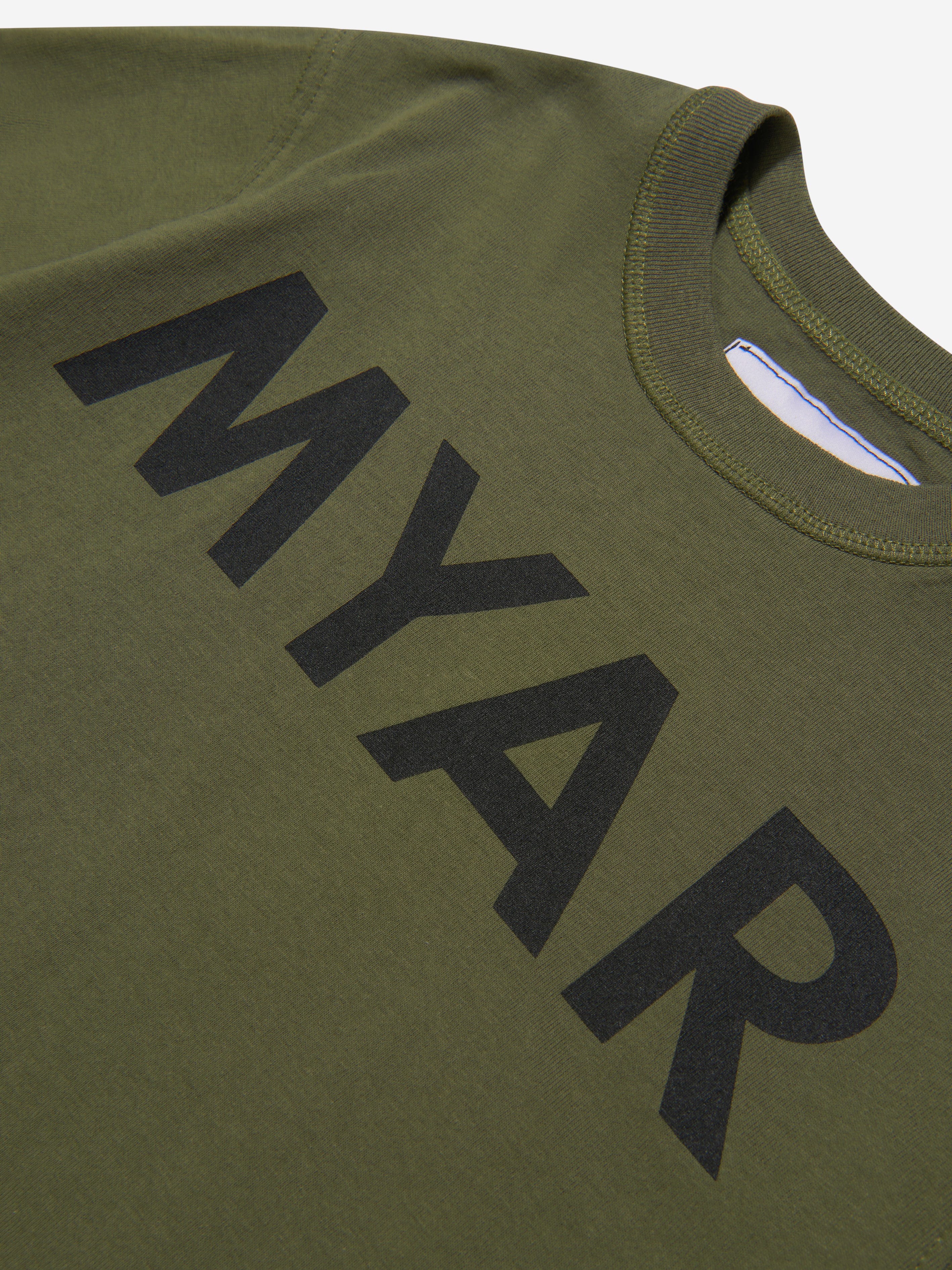 Myar Boys Cotton Logo Print T-Shirt in Green