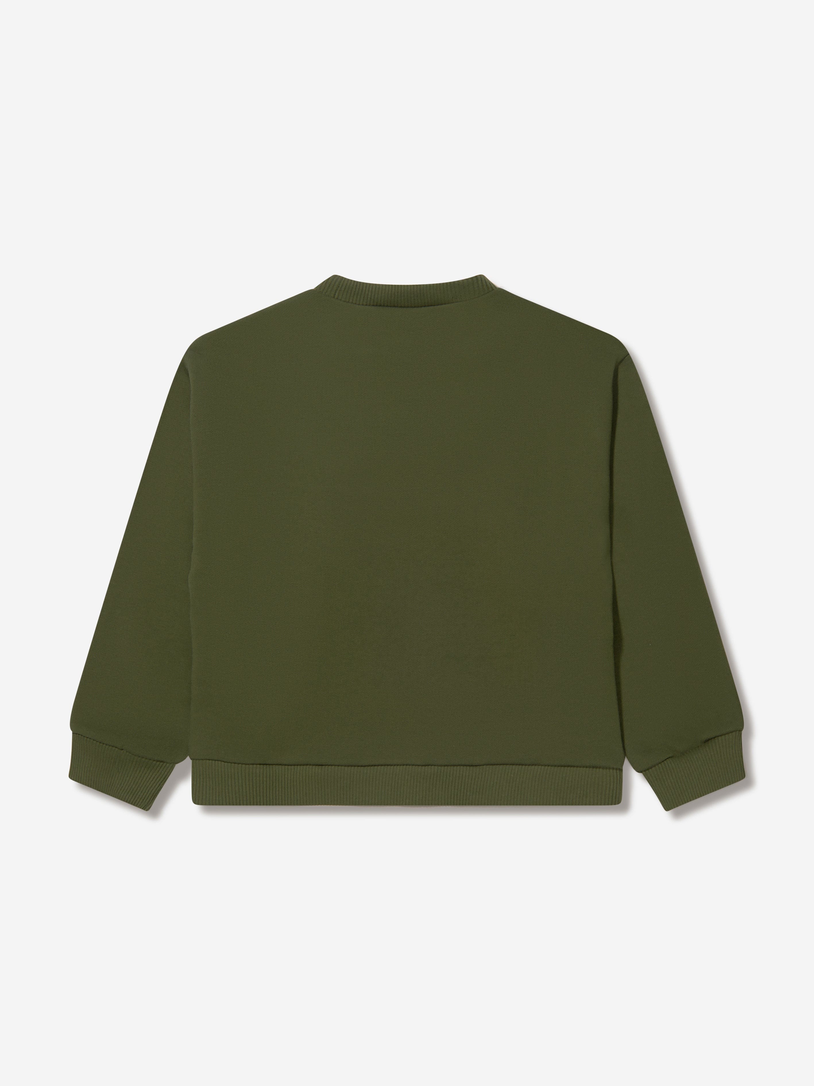 Myar Boys Cotton Logo Sweatshirt in Green