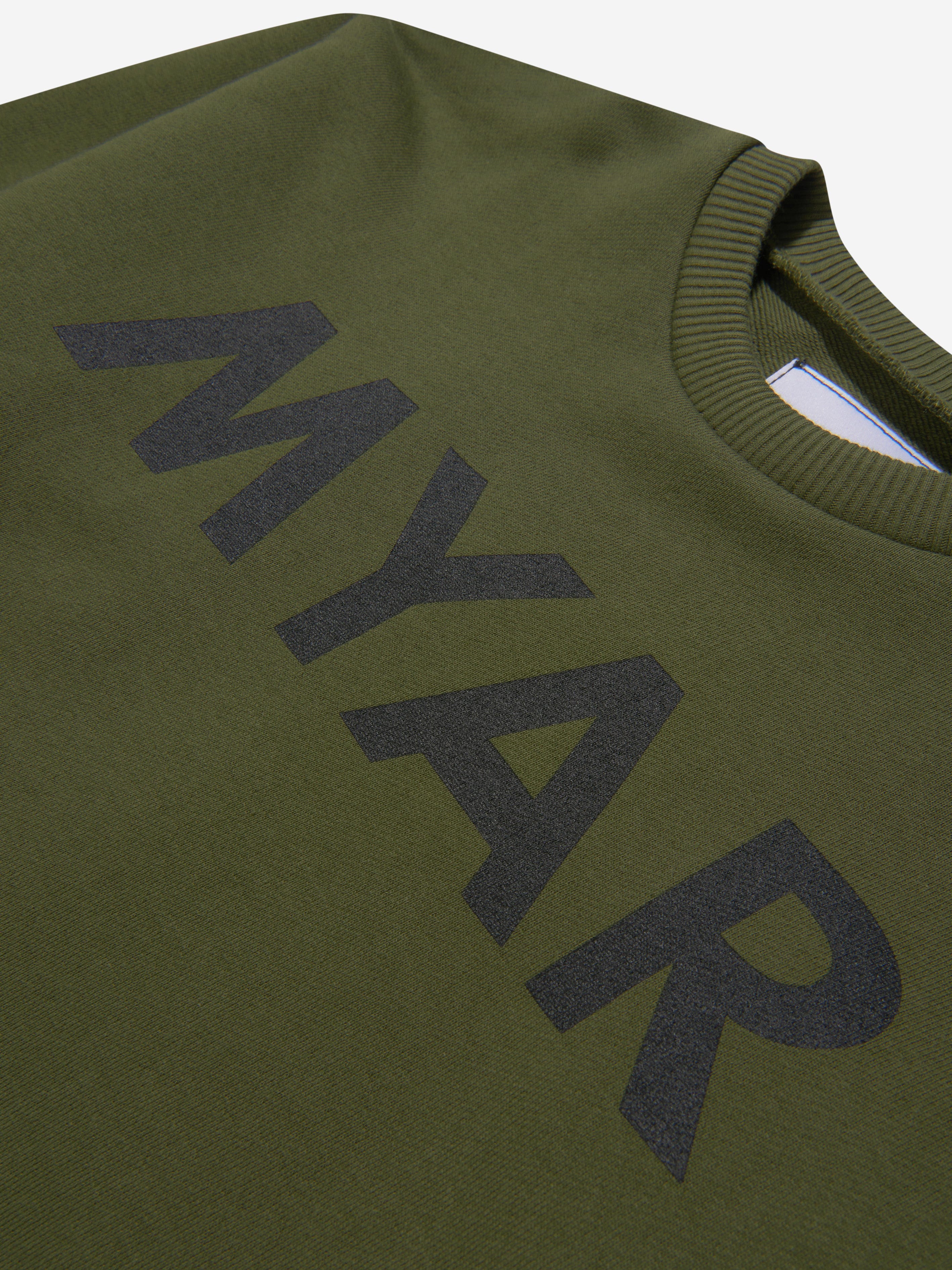 Myar Boys Cotton Logo Sweatshirt in Green