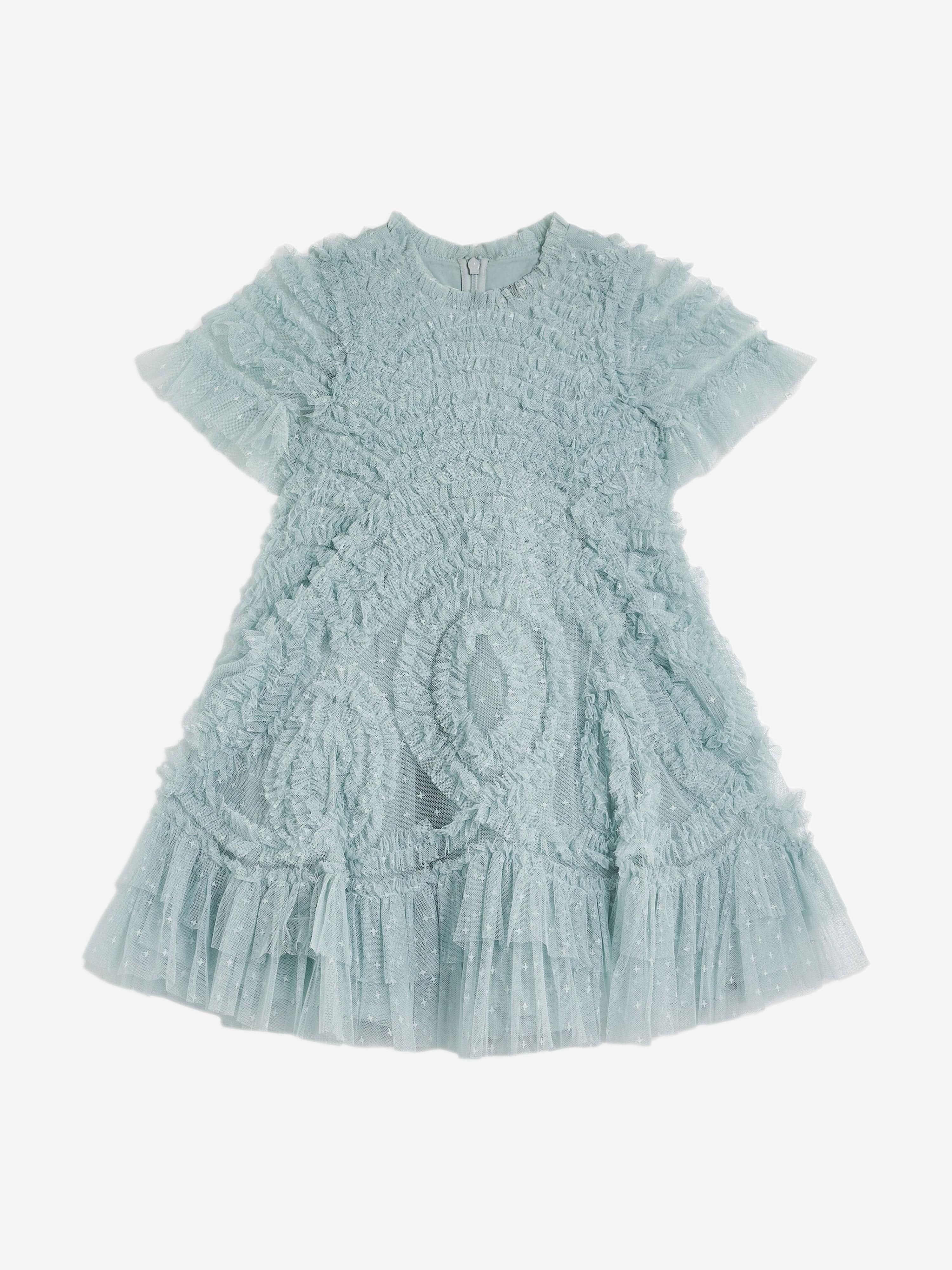 Needle & Thread Girls Verity Ruffle Dress in Blue