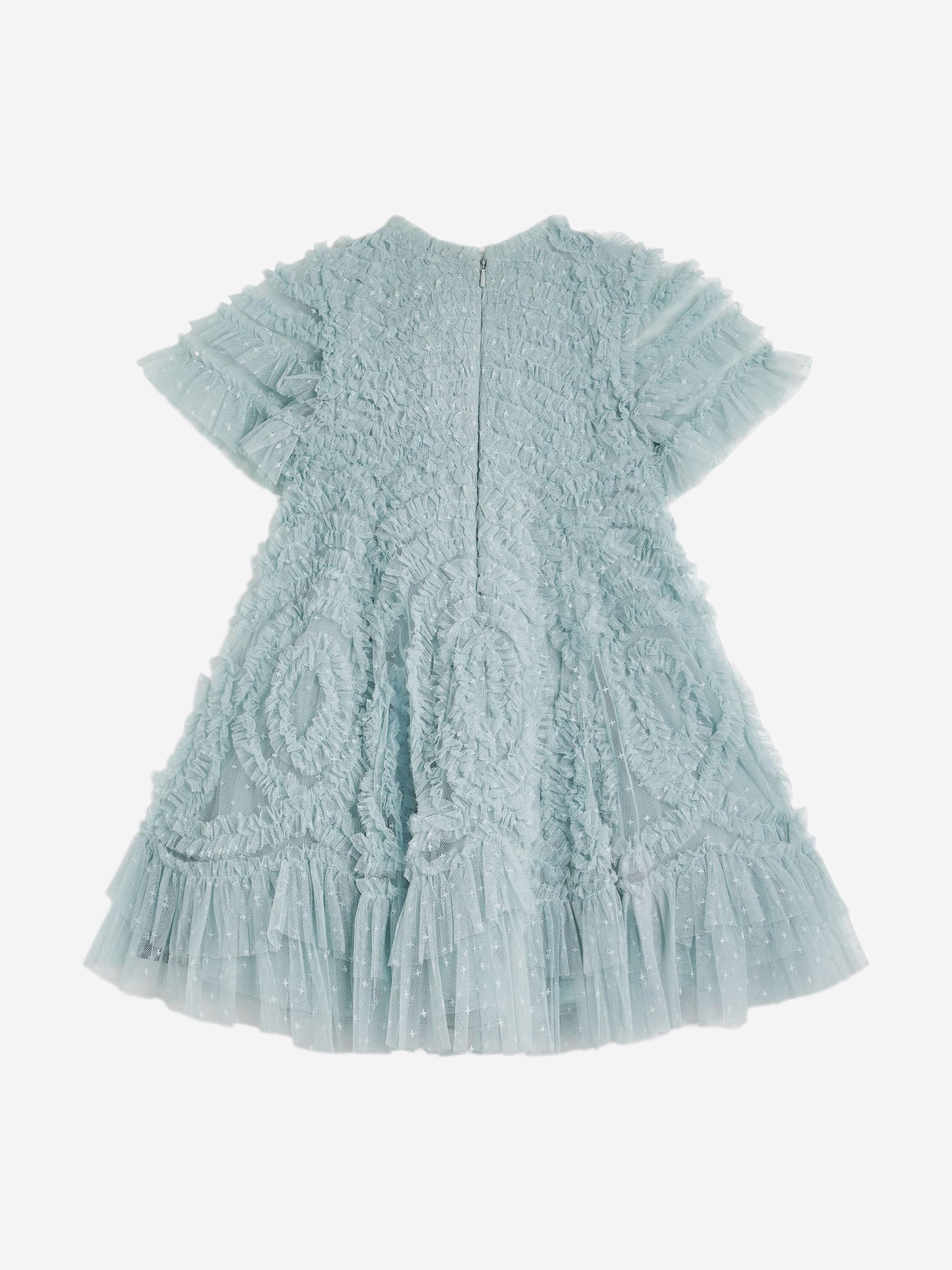 Needle & Thread Girls Verity Ruffle Dress in Blue