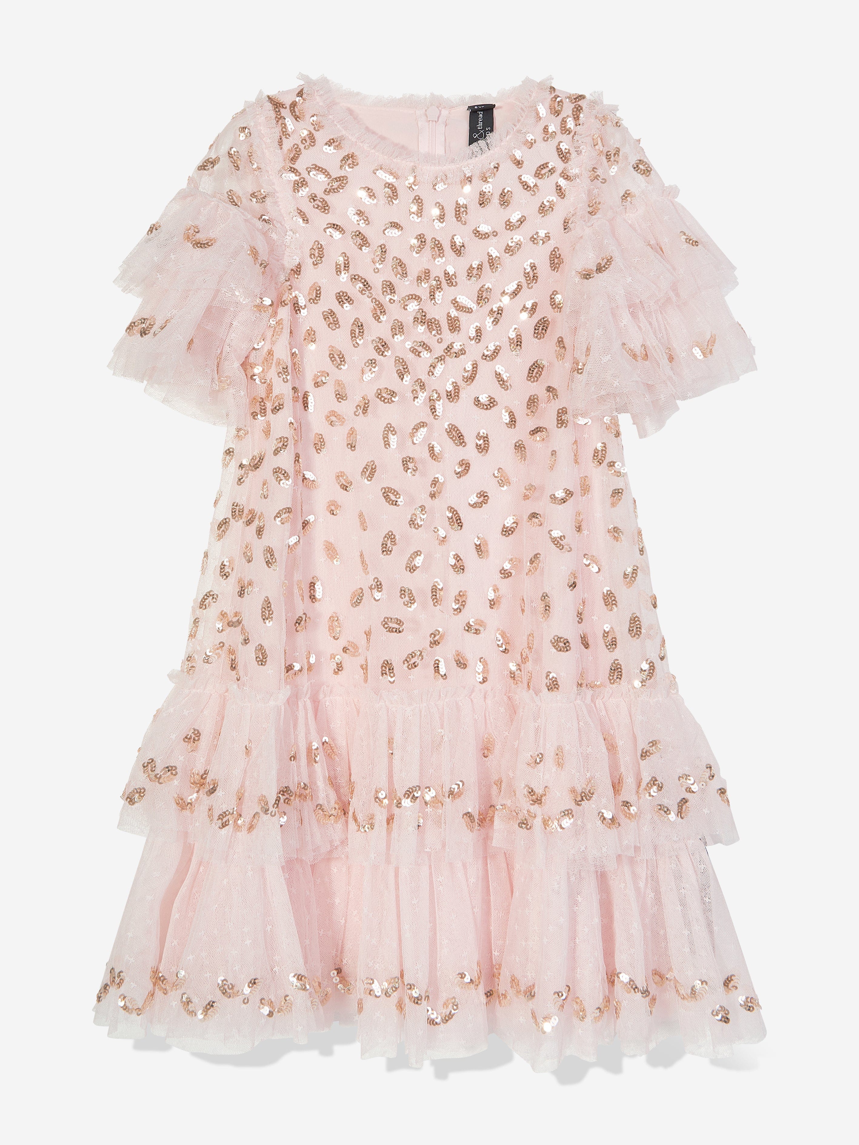 Needle & Thread Girls Autumn Leaves Dress in Pink