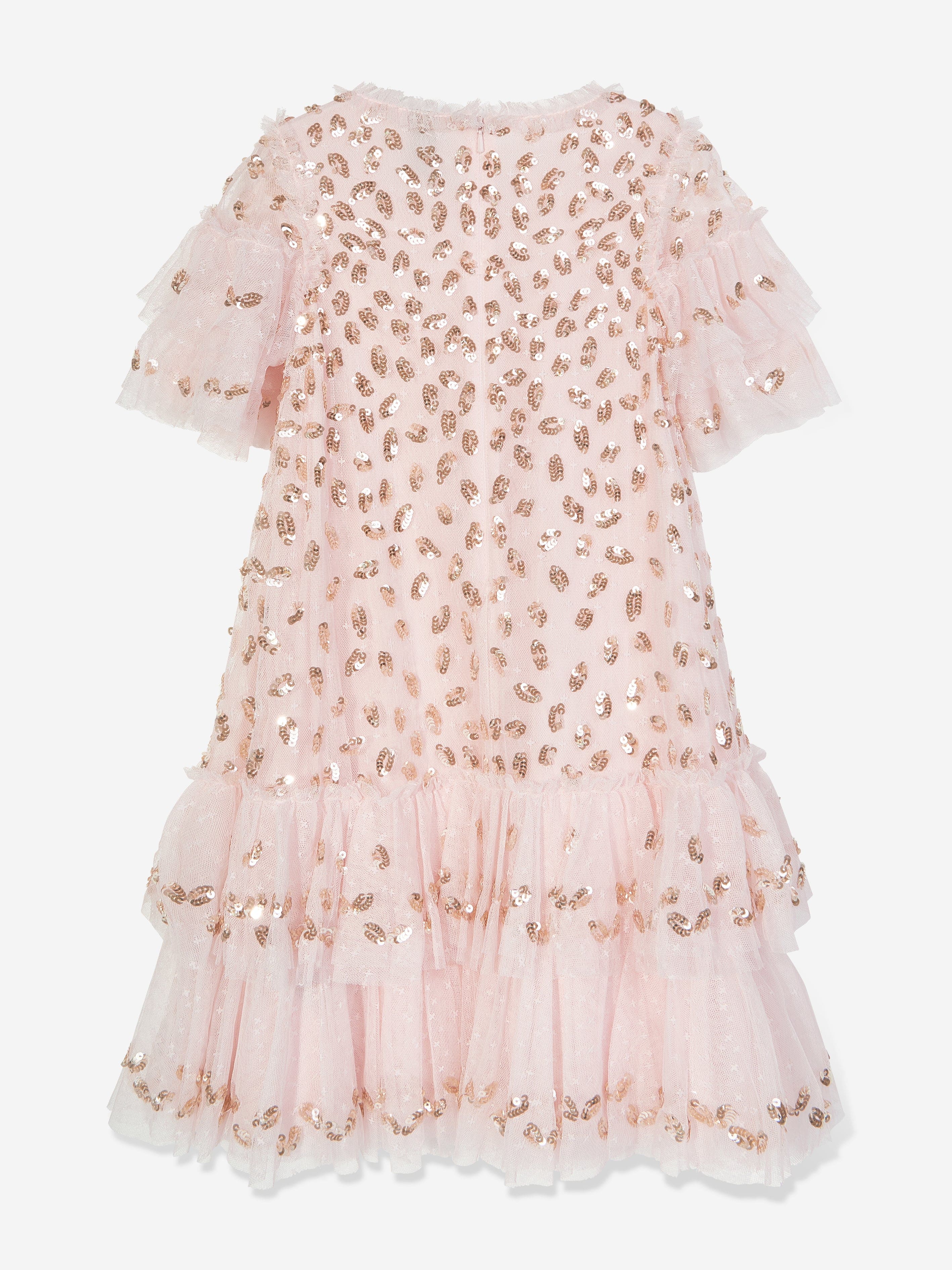 Needle & Thread Girls Autumn Leaves Dress in Pink