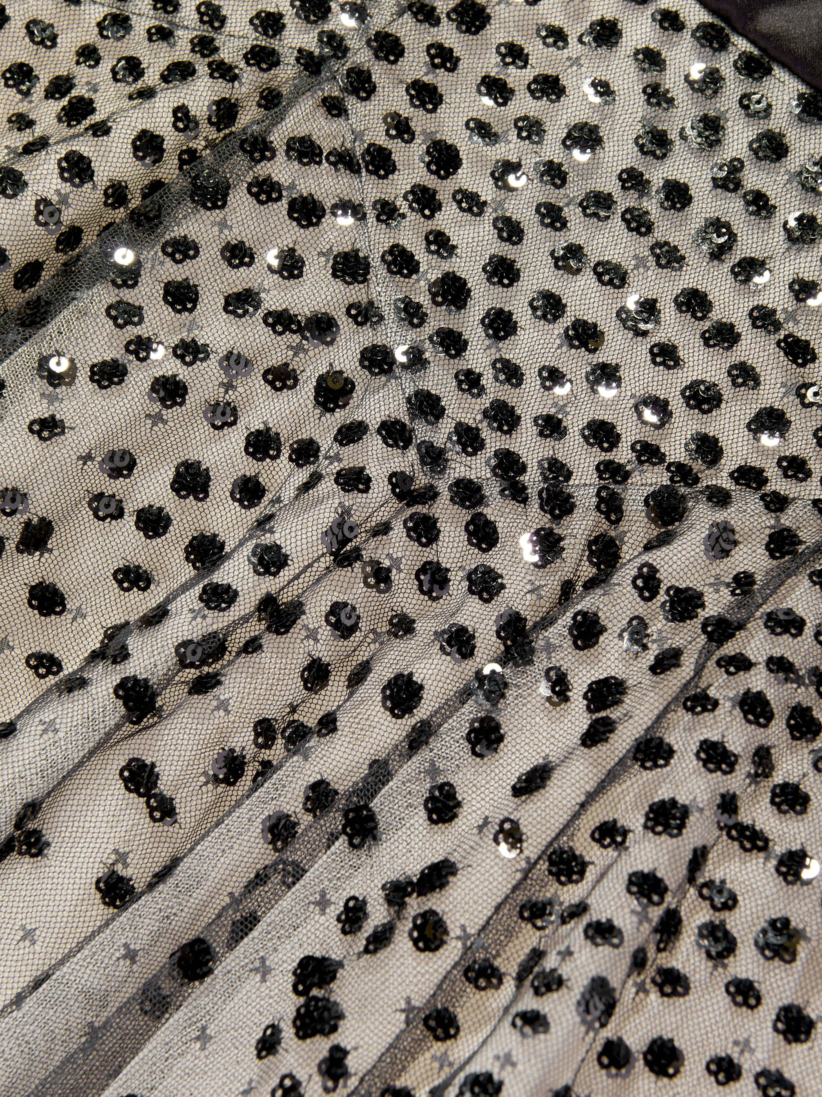 Needle & Thread Girls Dappled Sequin Long Sleeve Dress in Black