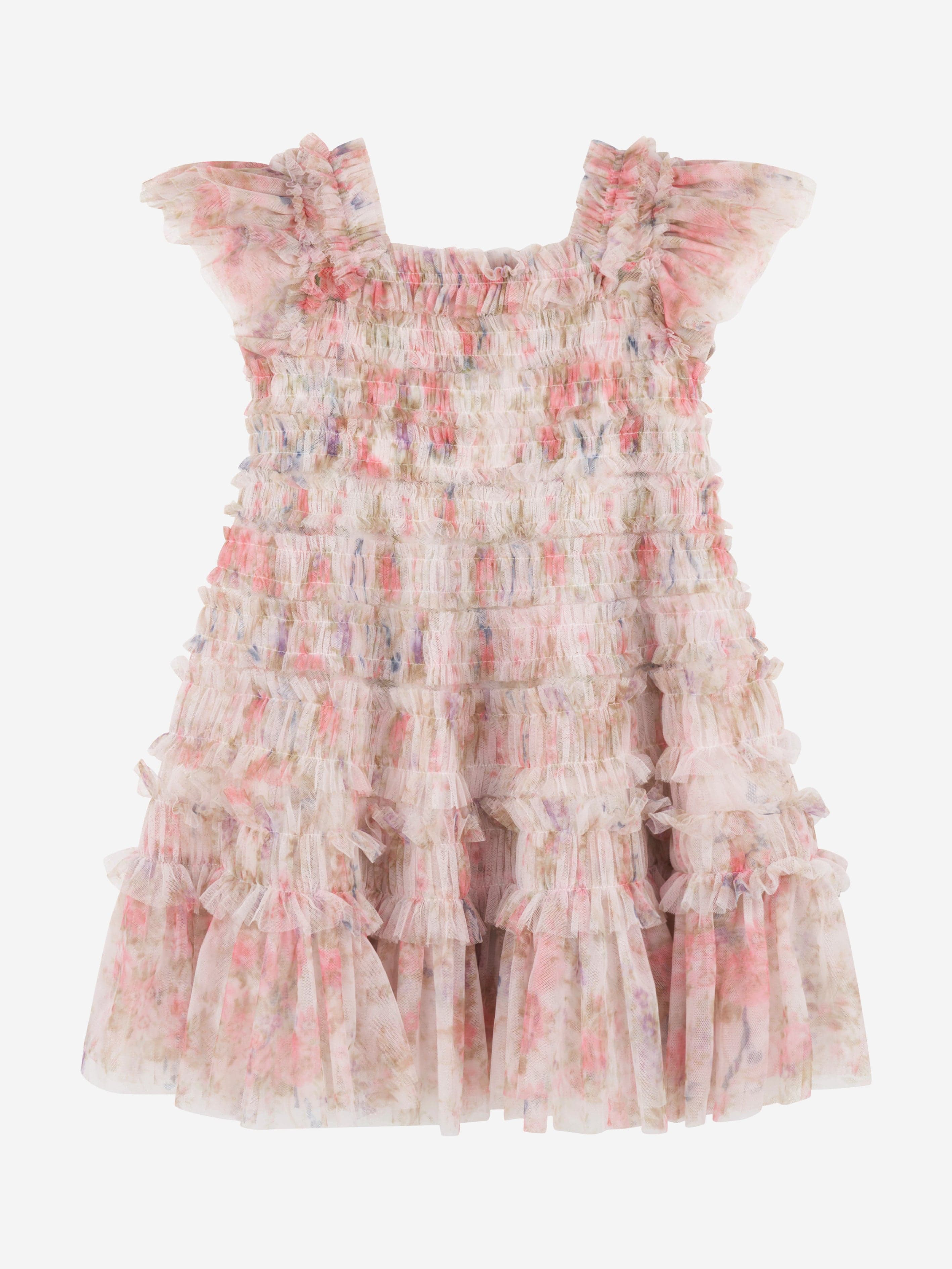 Needle & Thread Girls Floral Wreath Dress in Pink