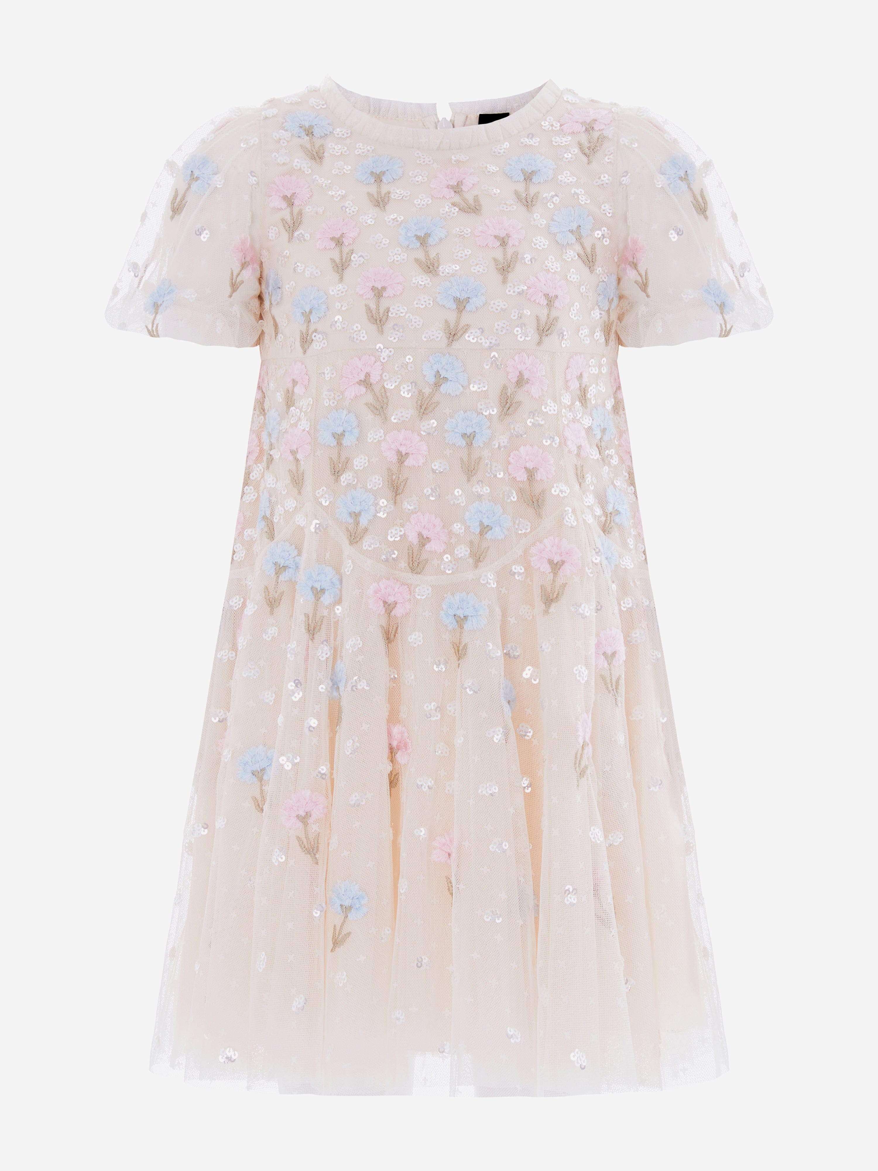 Needle & Thread Girls Dandelion Ditsy Dress in Ivory