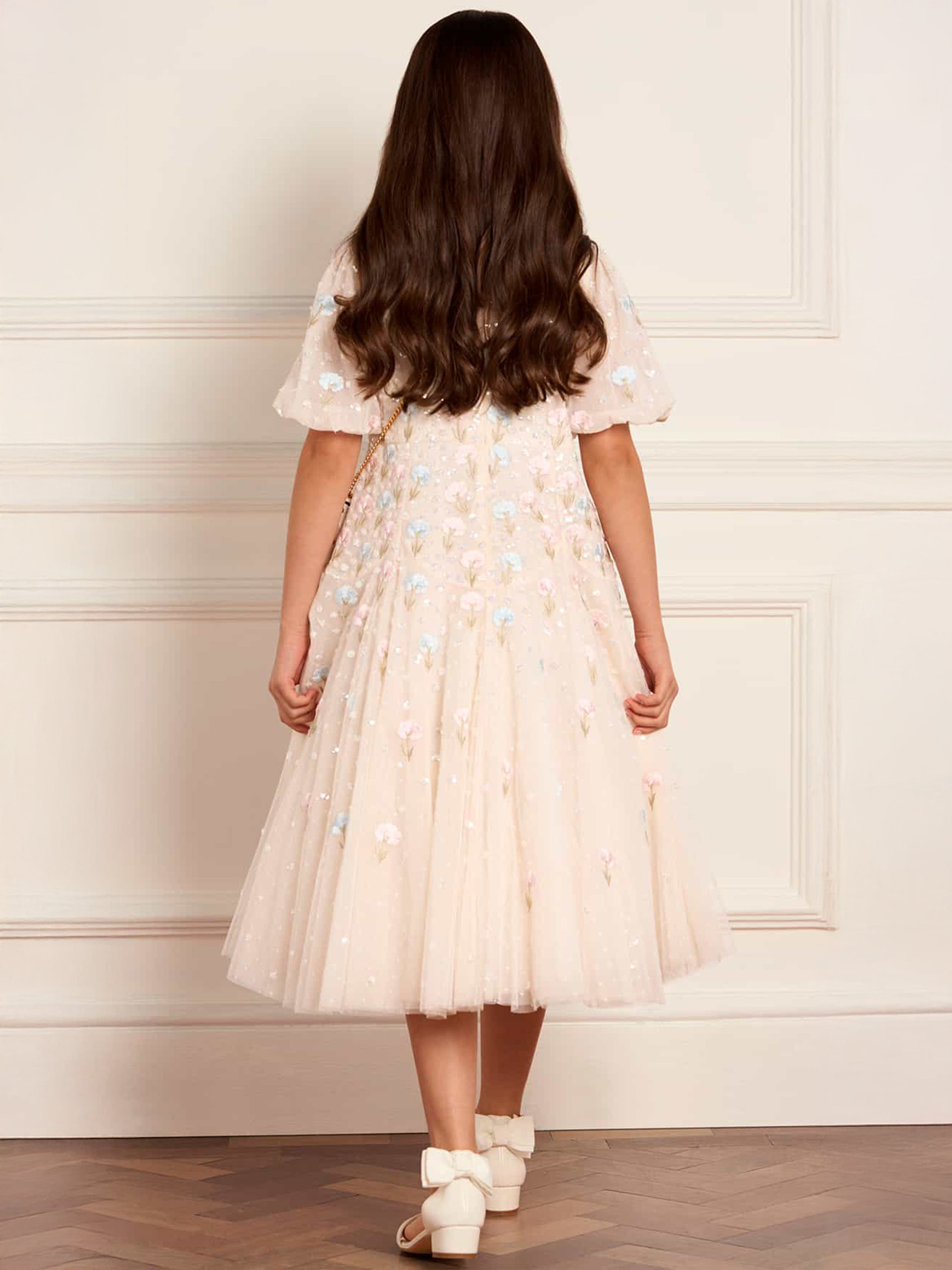 Needle & Thread Girls Dandelion Ditsy Dress in Ivory