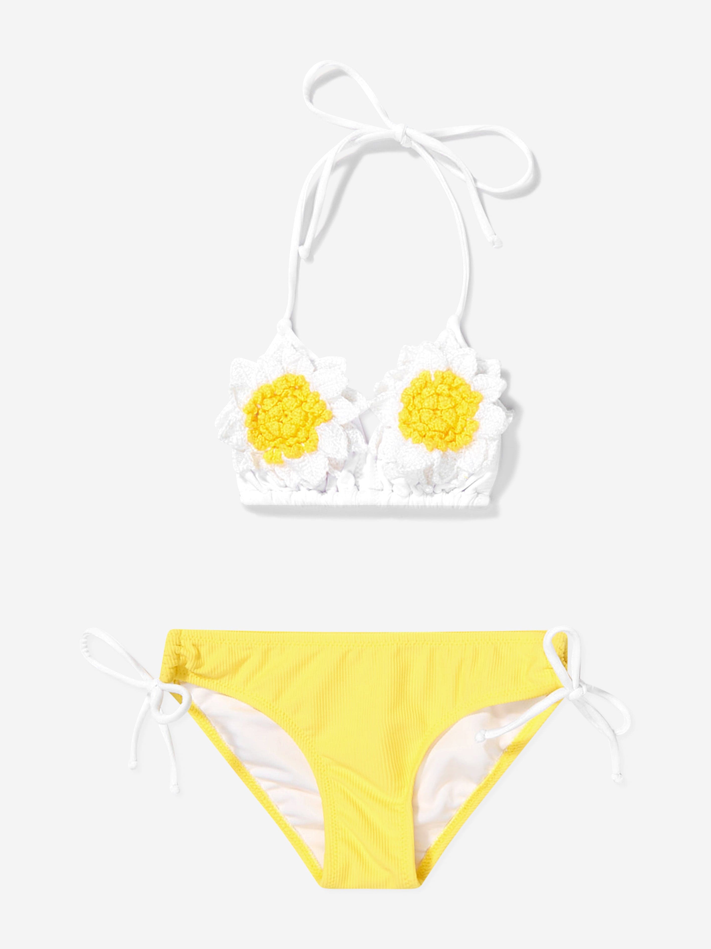 Nessi Byrd Girls Crochet Flower Alita Bikini in Yellow