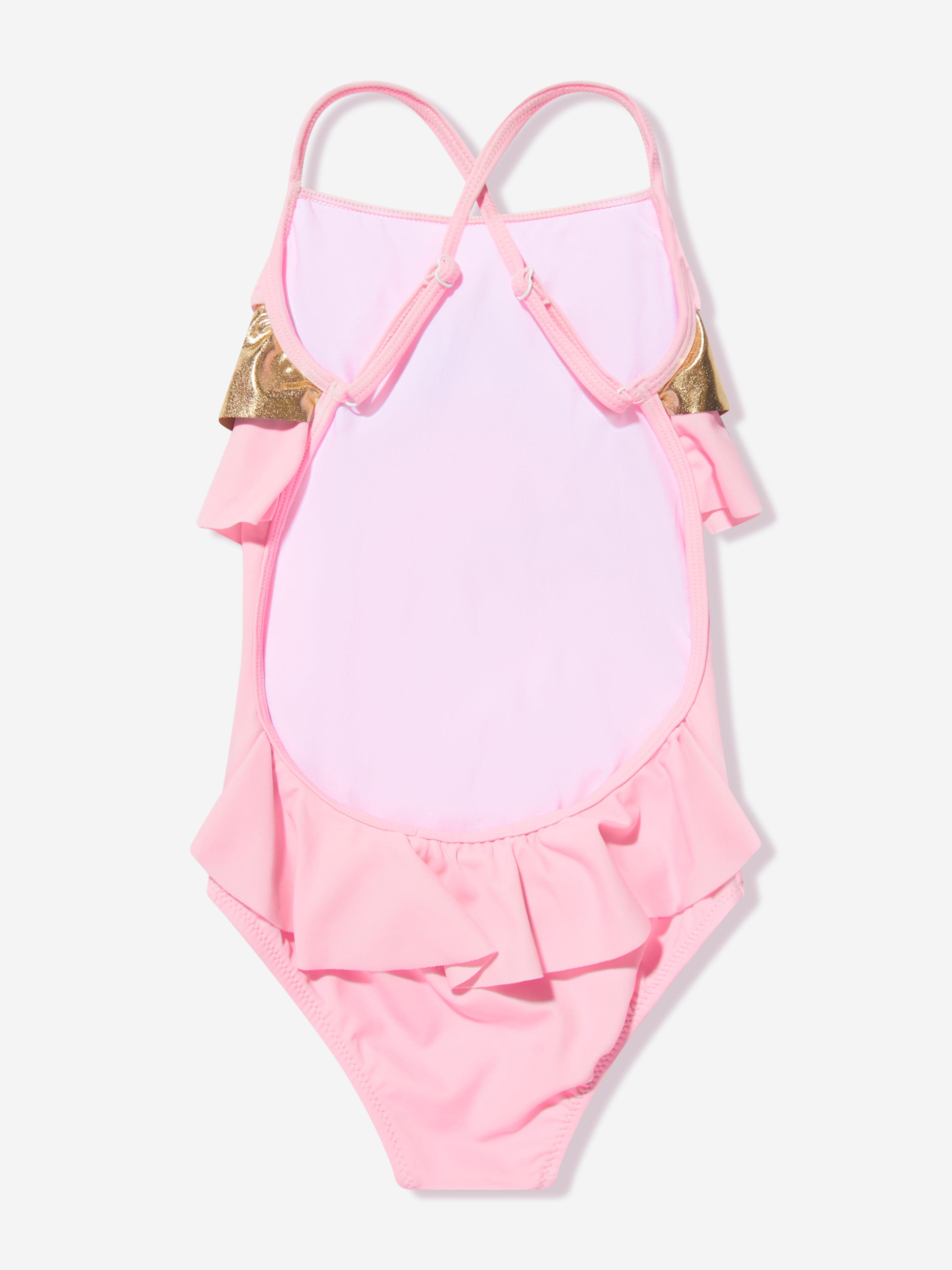 Nessi Byrd Girls Frilly Sola Swimsuit in Pink