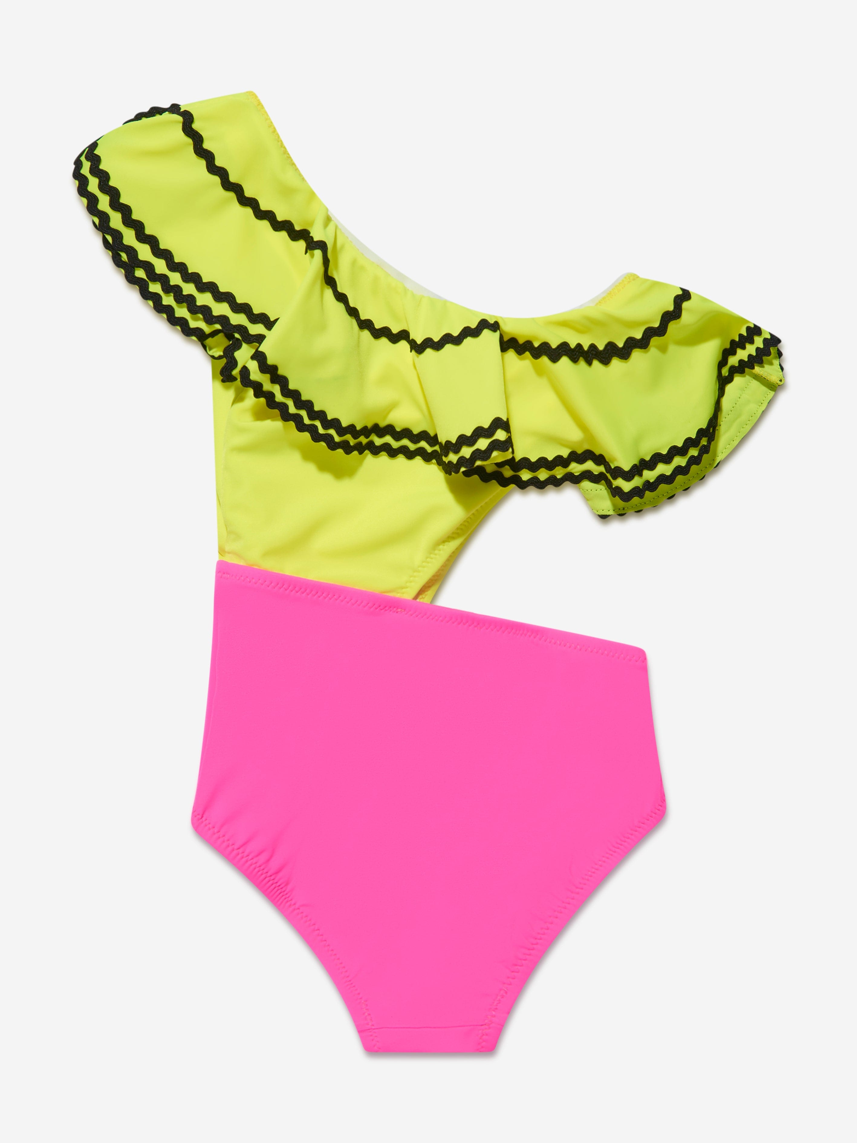 Nessi Byrd Girls Neon One Shoulder Lizzy Swimsuit in Multicolour