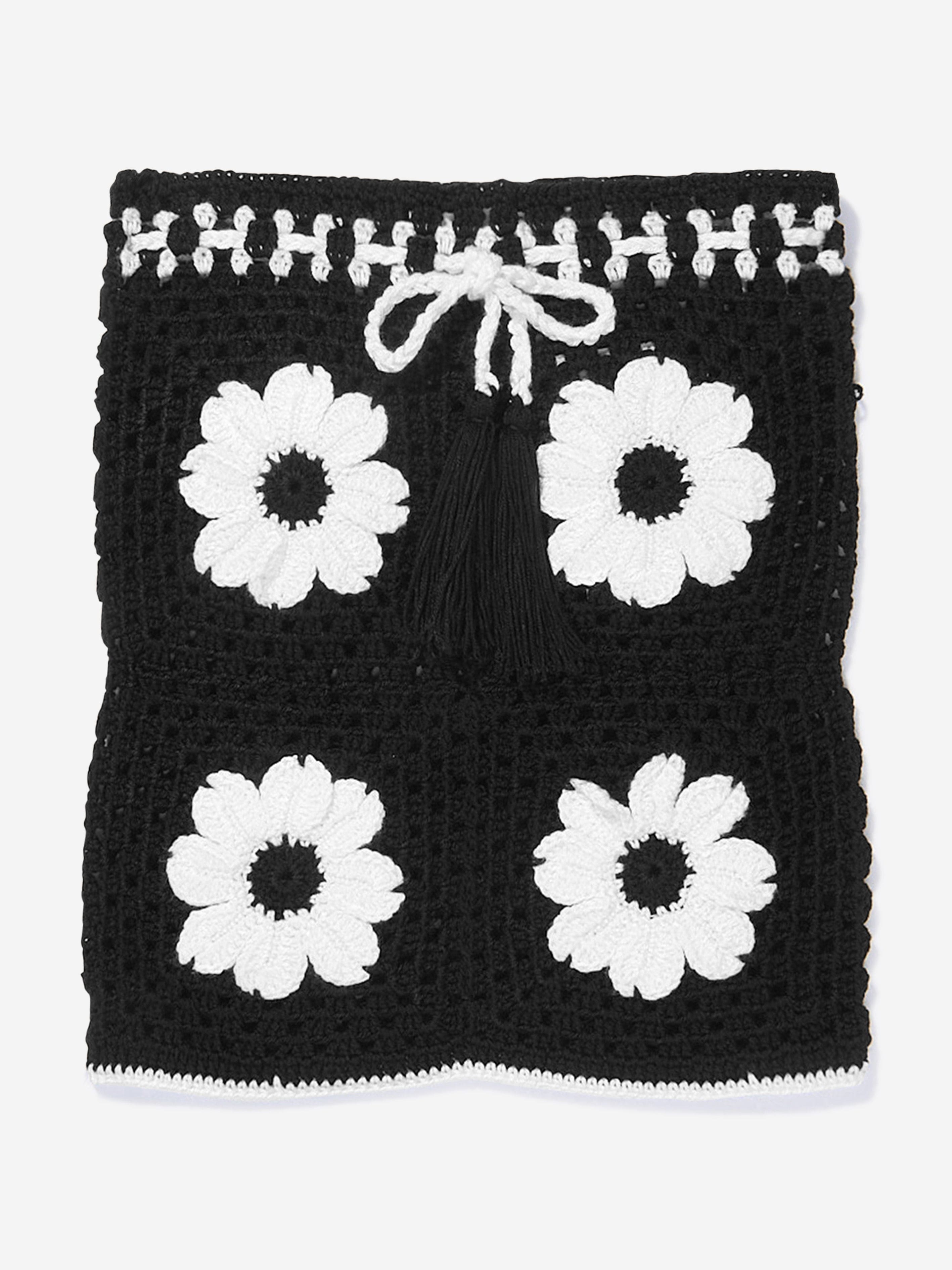 Nessi Byrd Girls Crocheted Flower Oila Skirt in Black