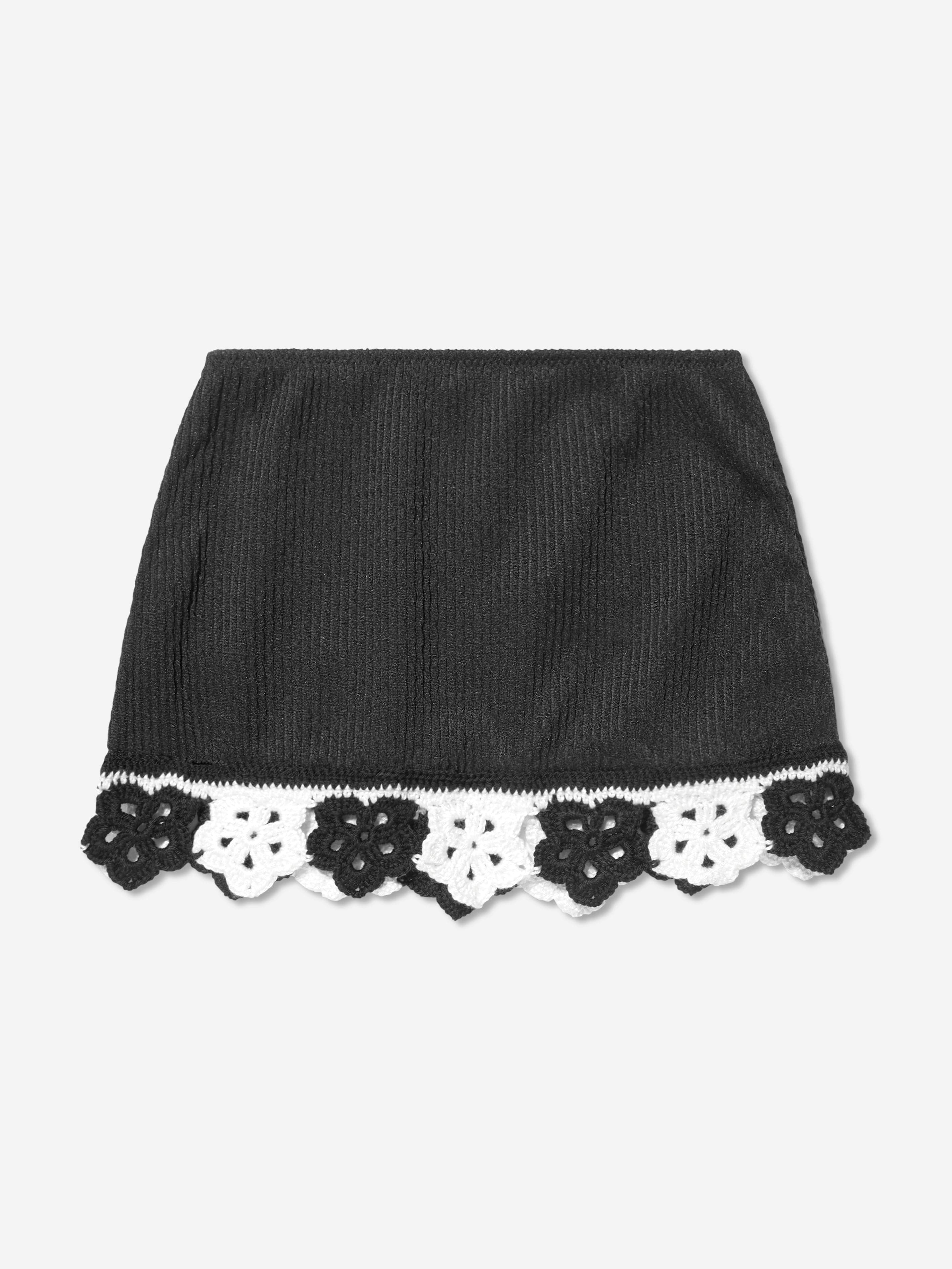 Nessi Byrd Girls Crochet Flower Sonna Skirt in Black