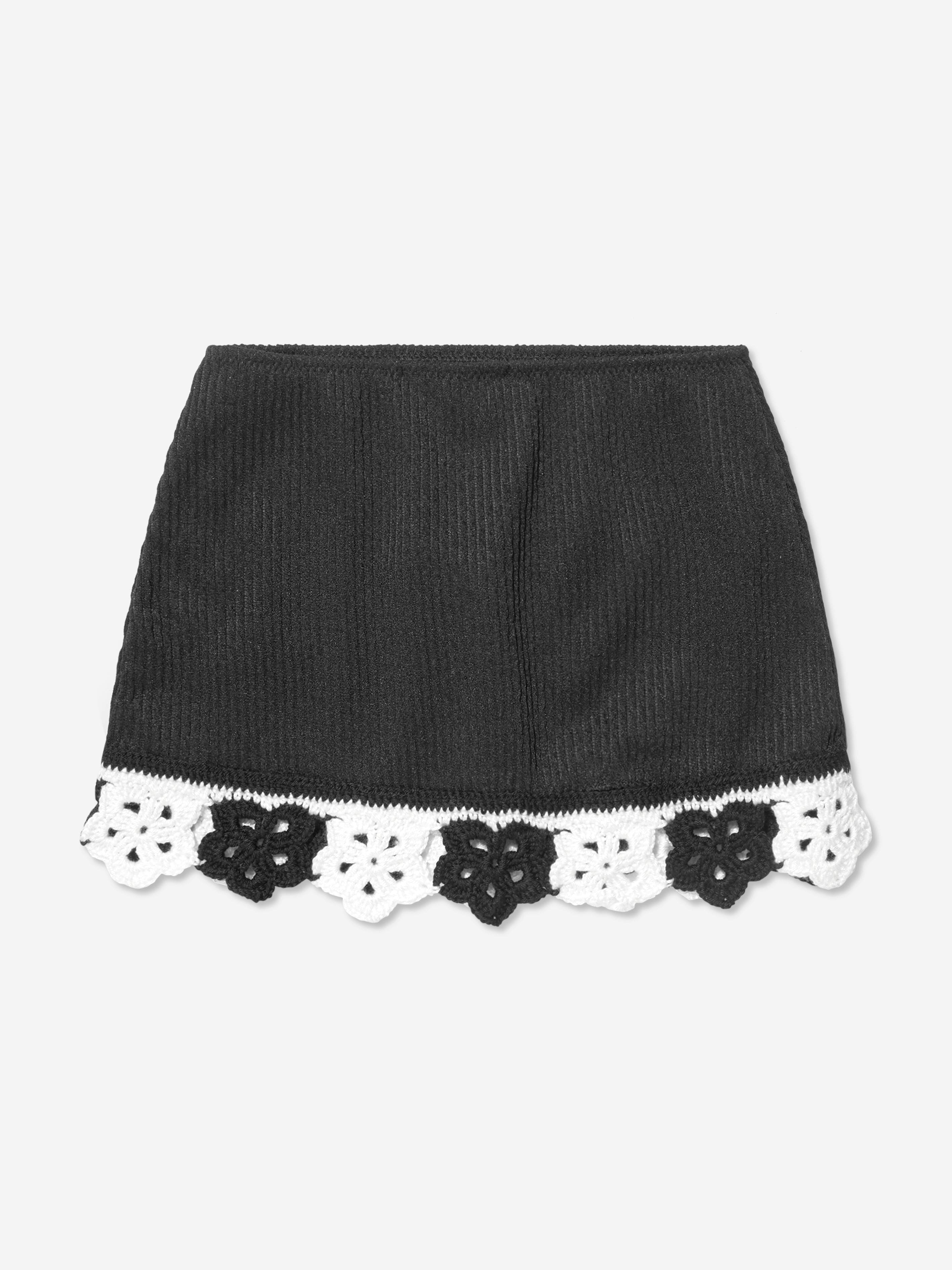 Nessi Byrd Girls Crochet Flower Sonna Skirt in Black