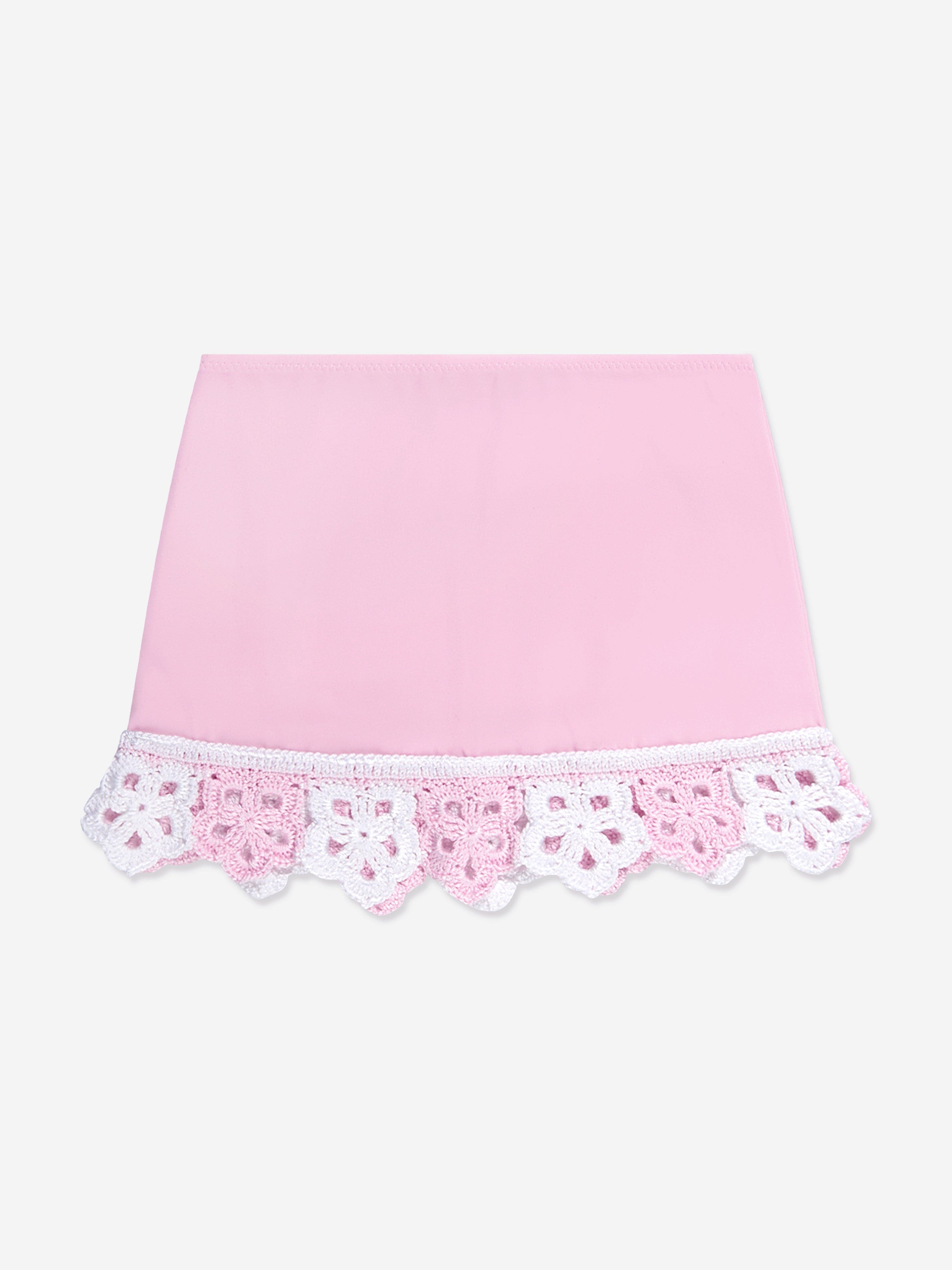 Nessi Byrd Girls Crochet Flower Sonna Skirt in Pink