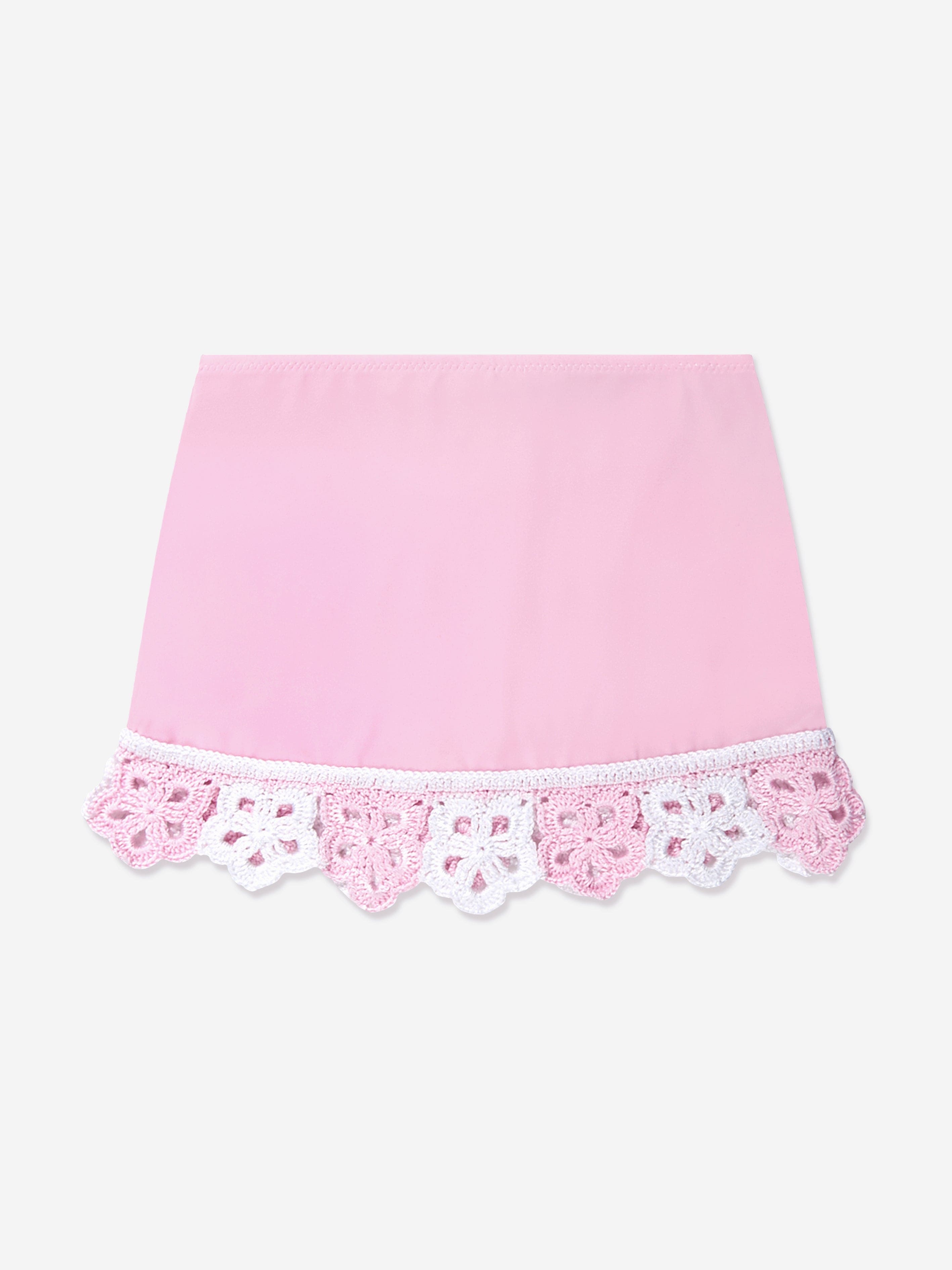 Nessi Byrd Girls Crochet Flower Sonna Skirt in Pink