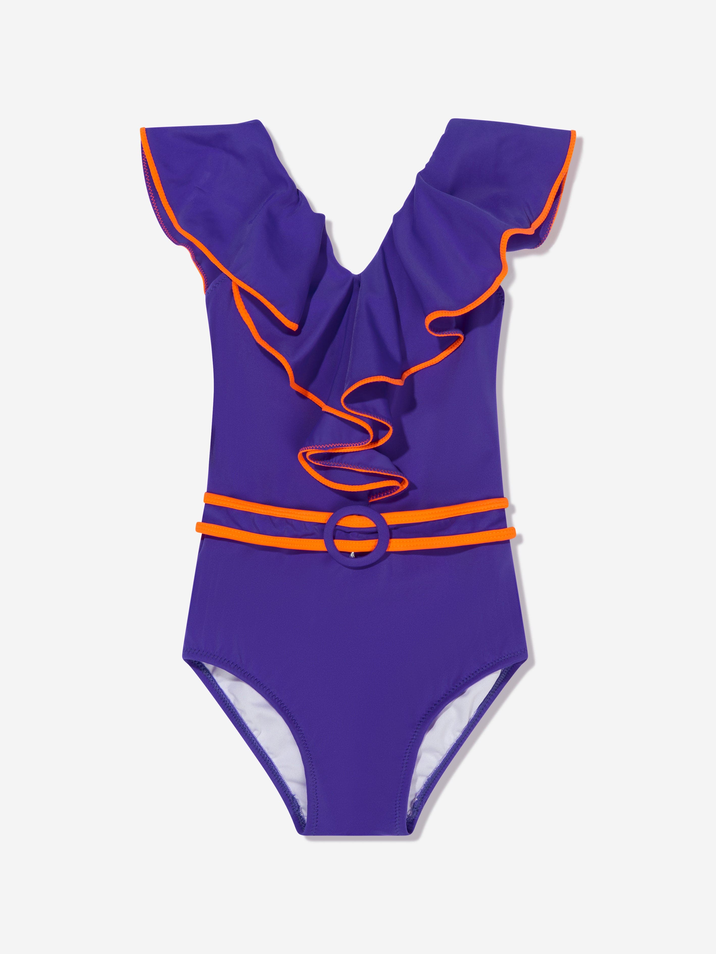 Nessi Byrd Girls Cano Frill Swimsuit in Purple