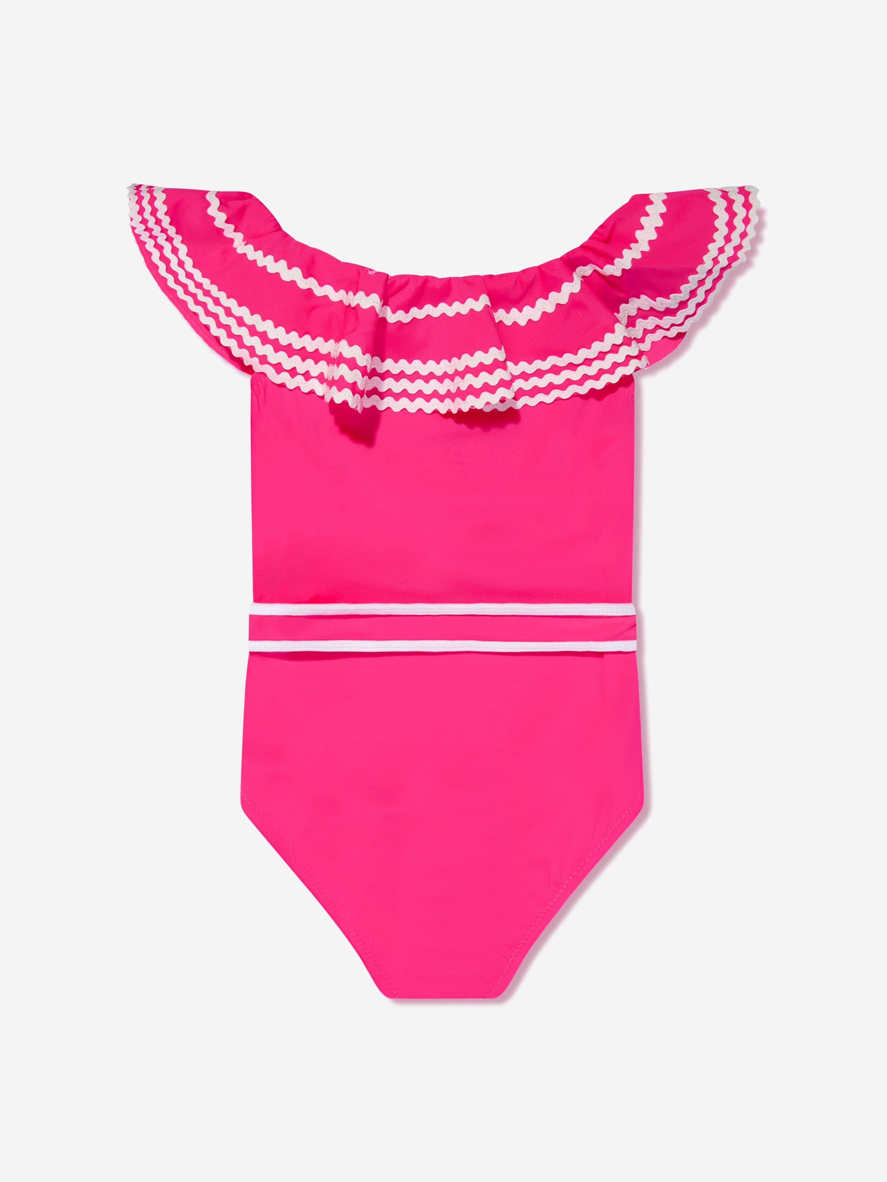 Nessi Byrd Girls Zizi Off Shoulder Swimsuit in Pink