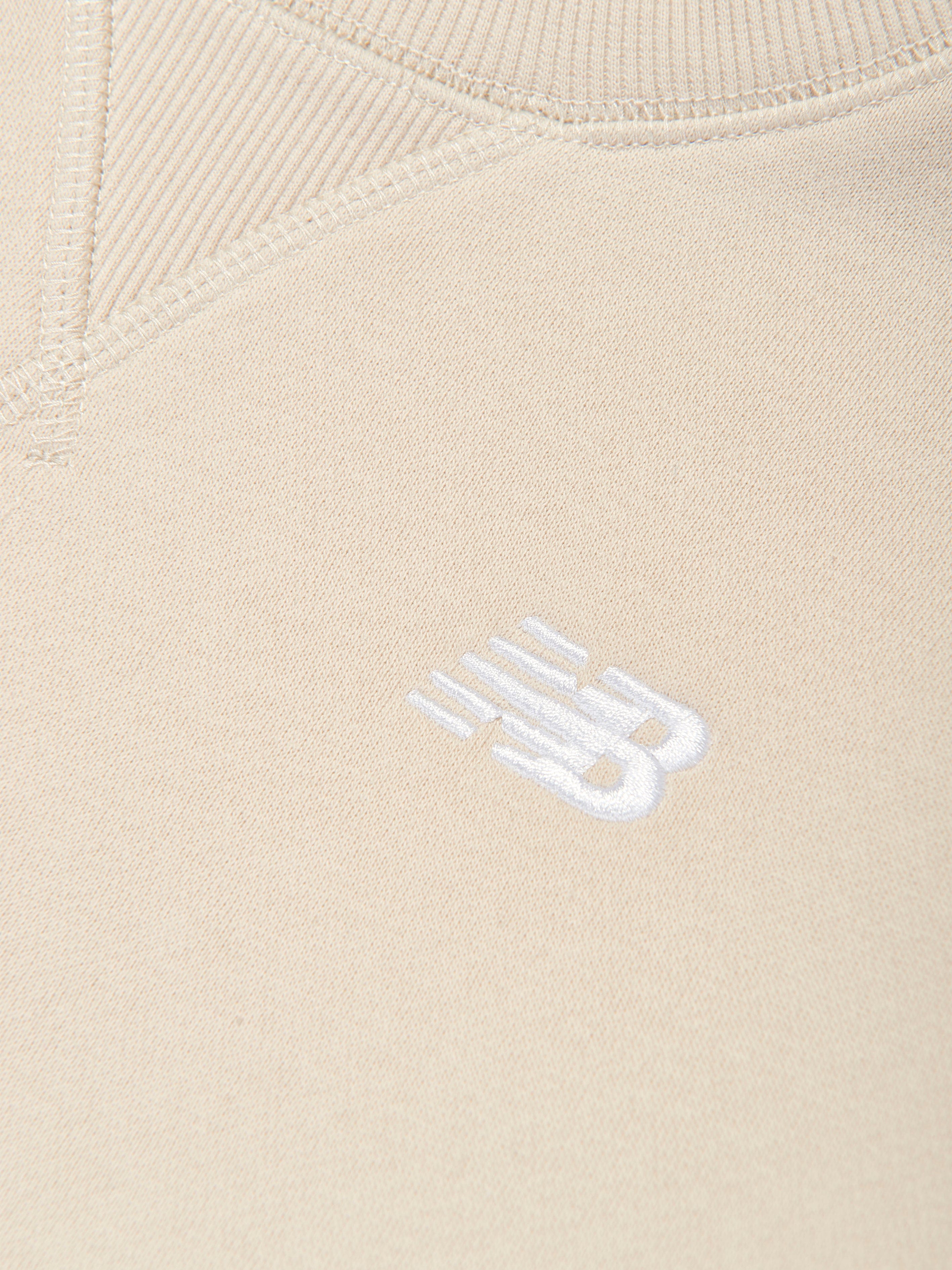 New Balance Boys Brush Back Small Logo Sweatshirt in Beige