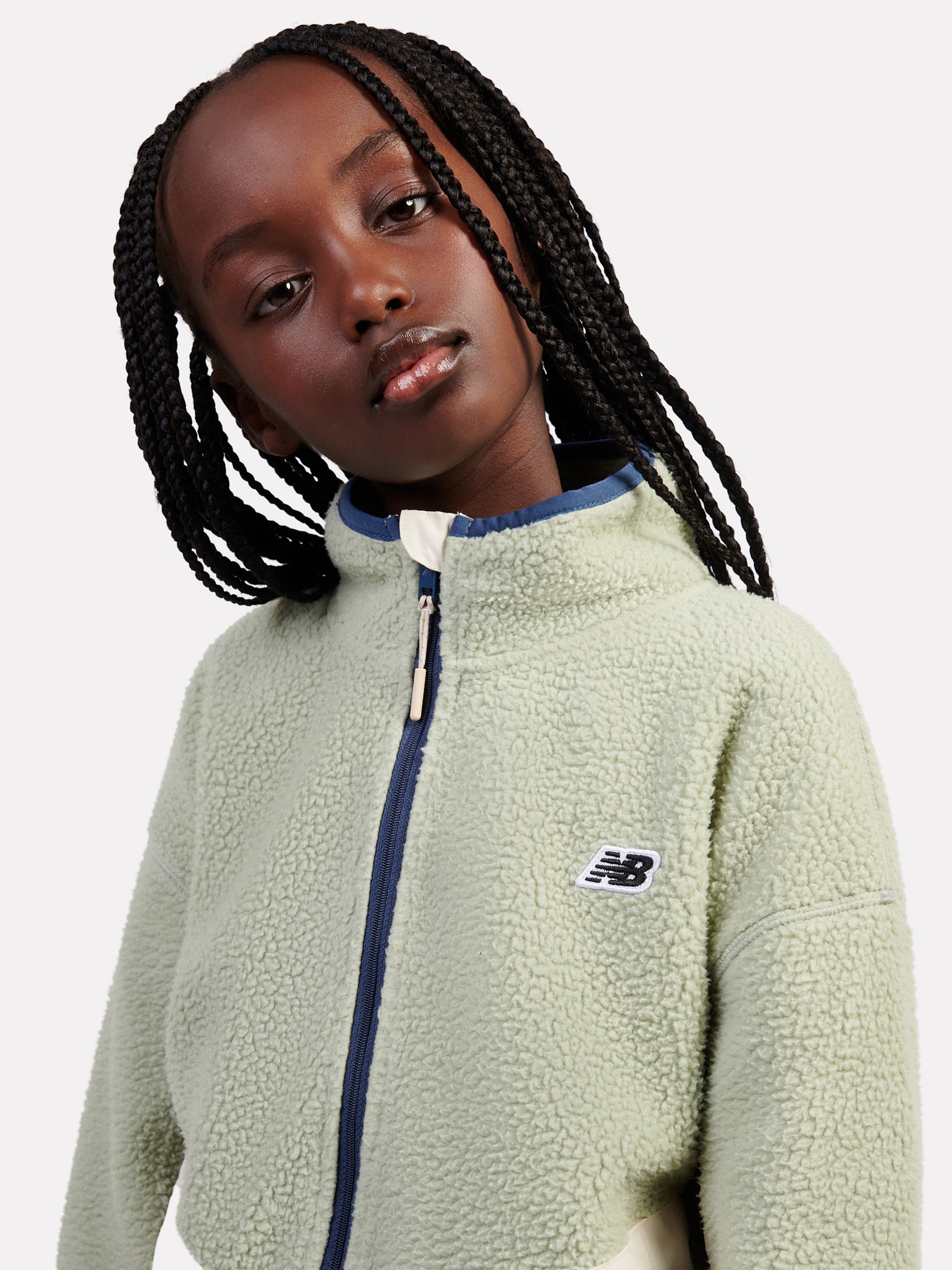 New Balance Girls Premium Borg Fleece Jacket in Green