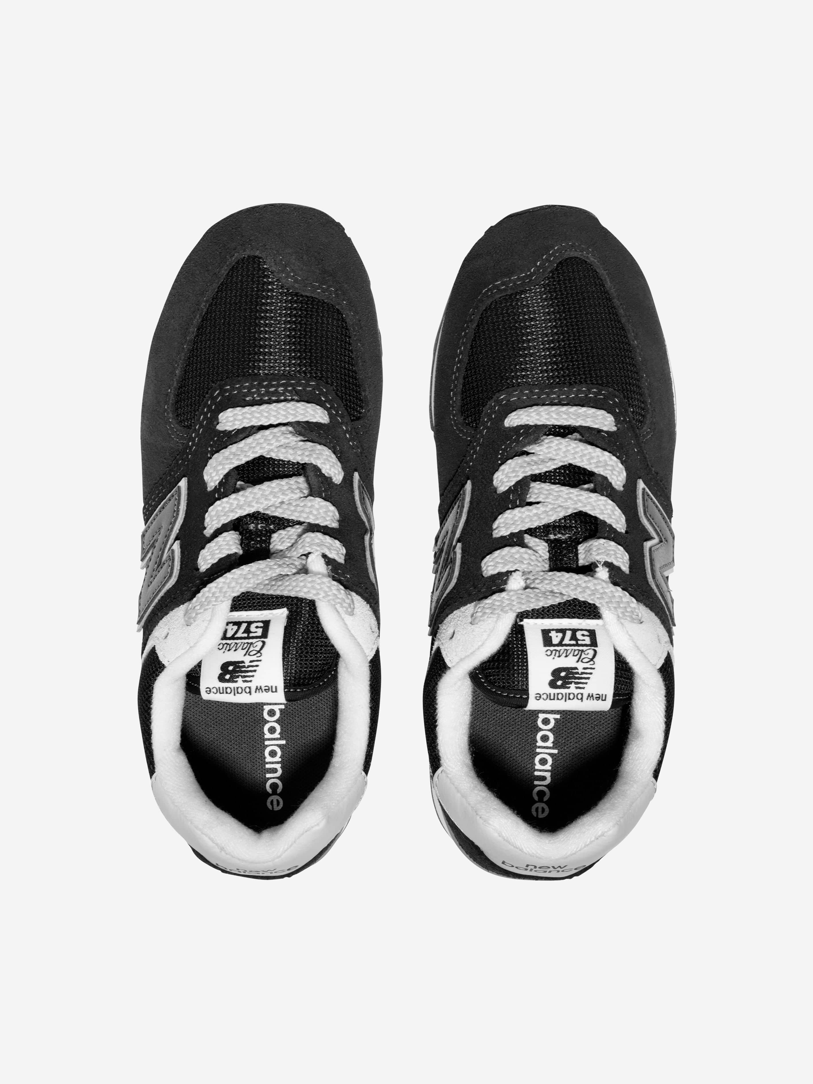 New Balance Kids 574 Lace Up Logo Trainers in Black