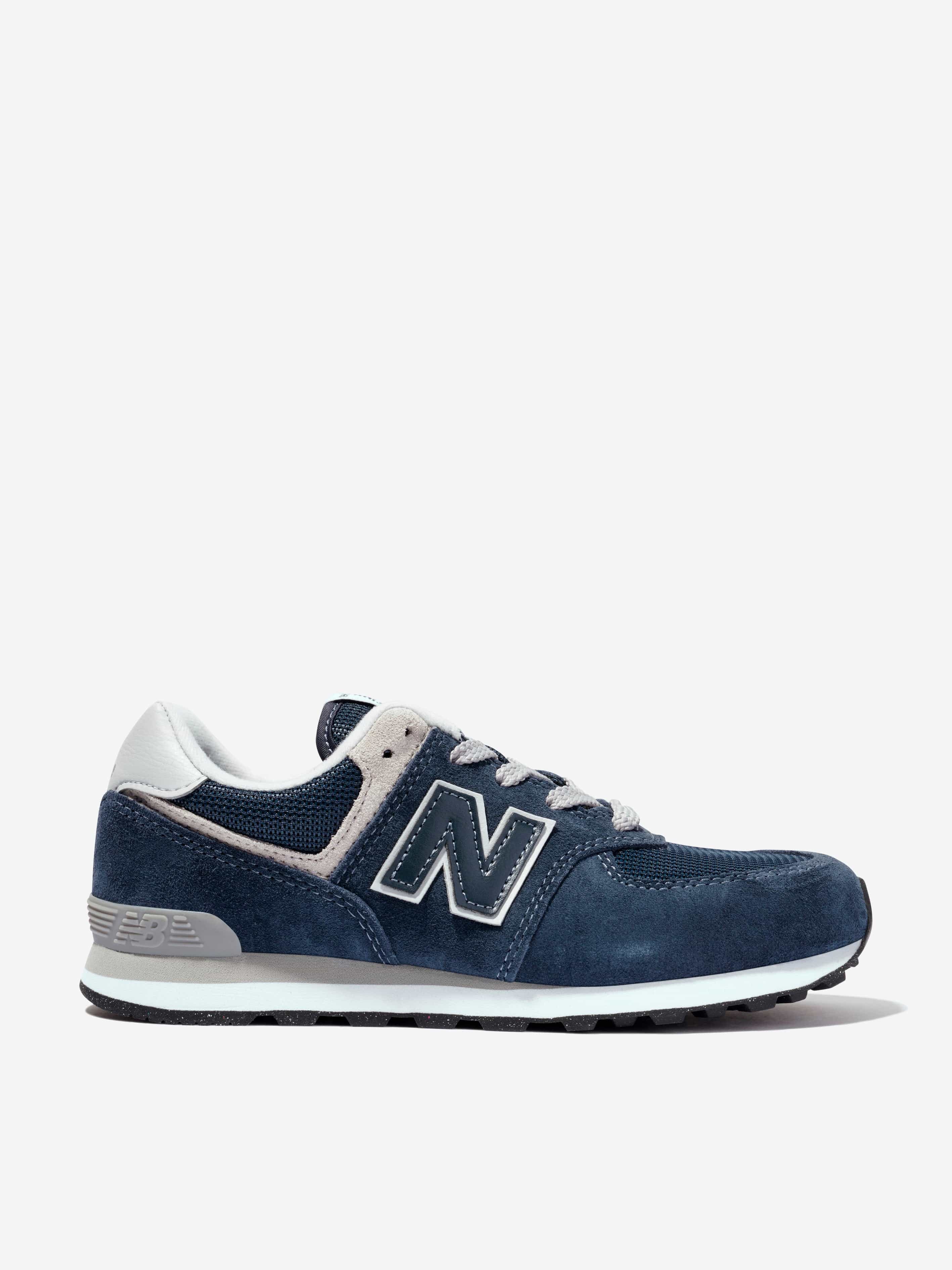 New Balance Kids 574 Lace Up Logo Trainers in Navy