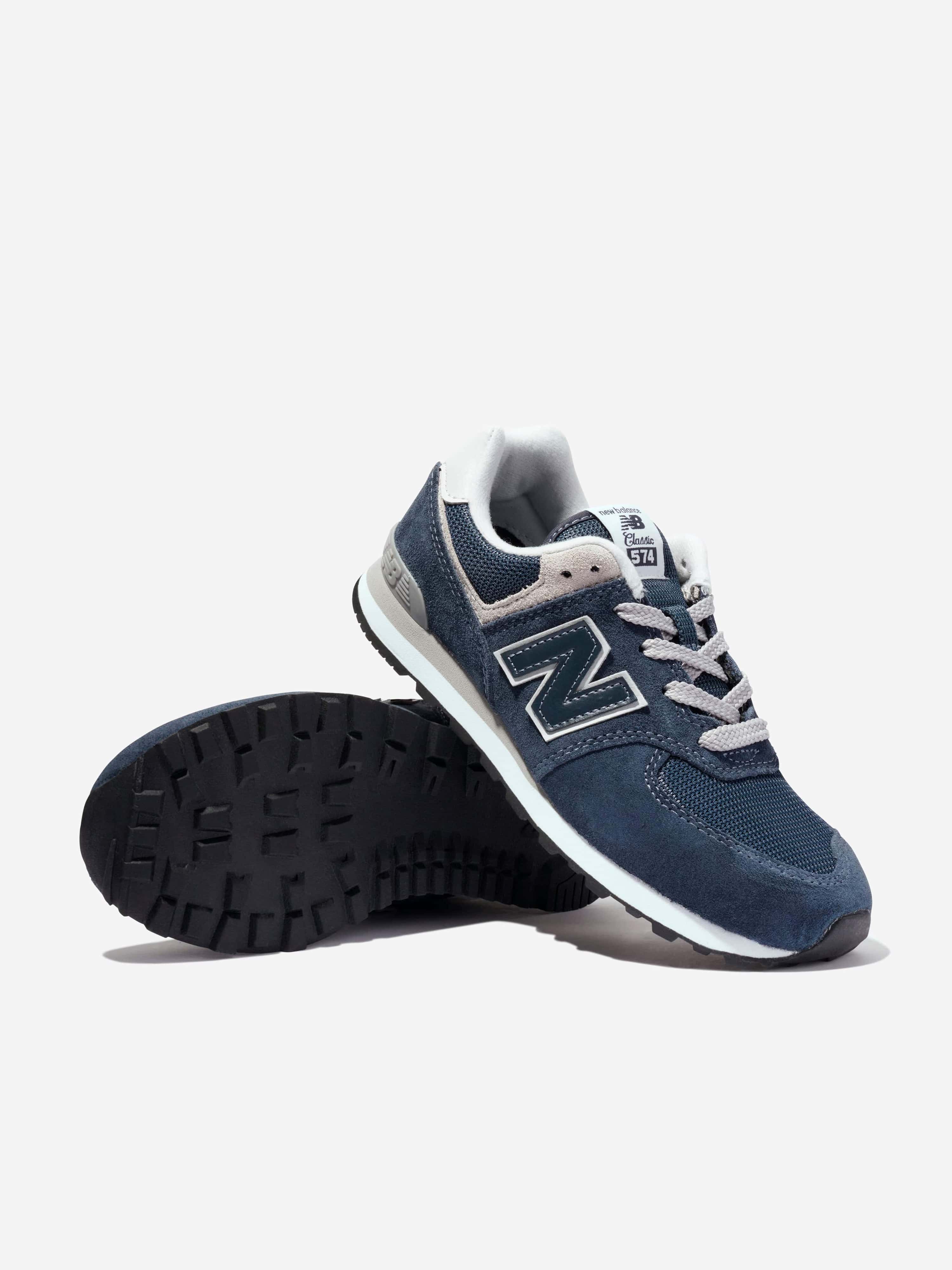 New Balance Kids 574 Lace Up Logo Trainers in Navy