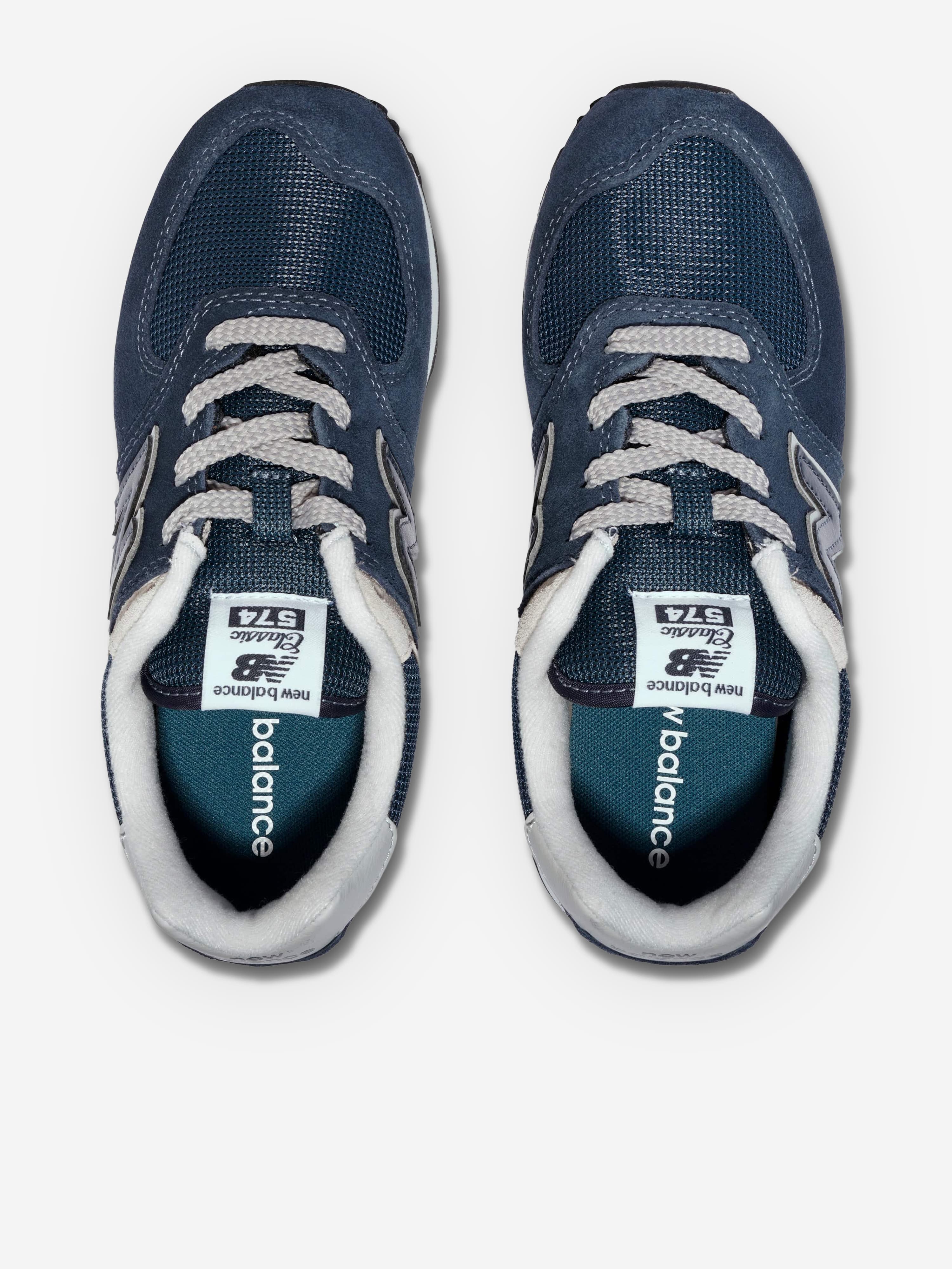 New Balance Kids 574 Lace Up Logo Trainers in Navy