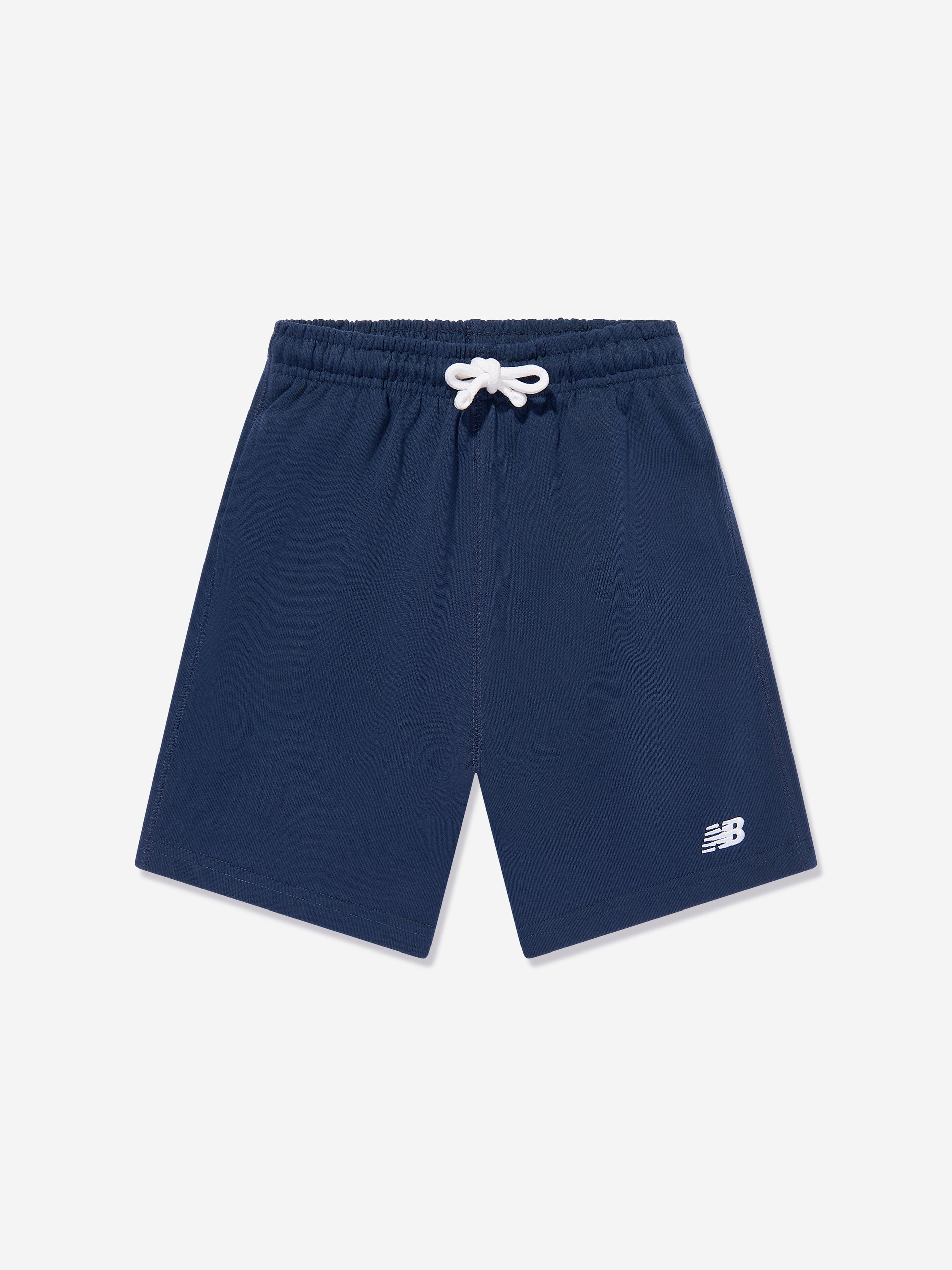 New Balance Boys French Terry Small Logo Shorts in Navy