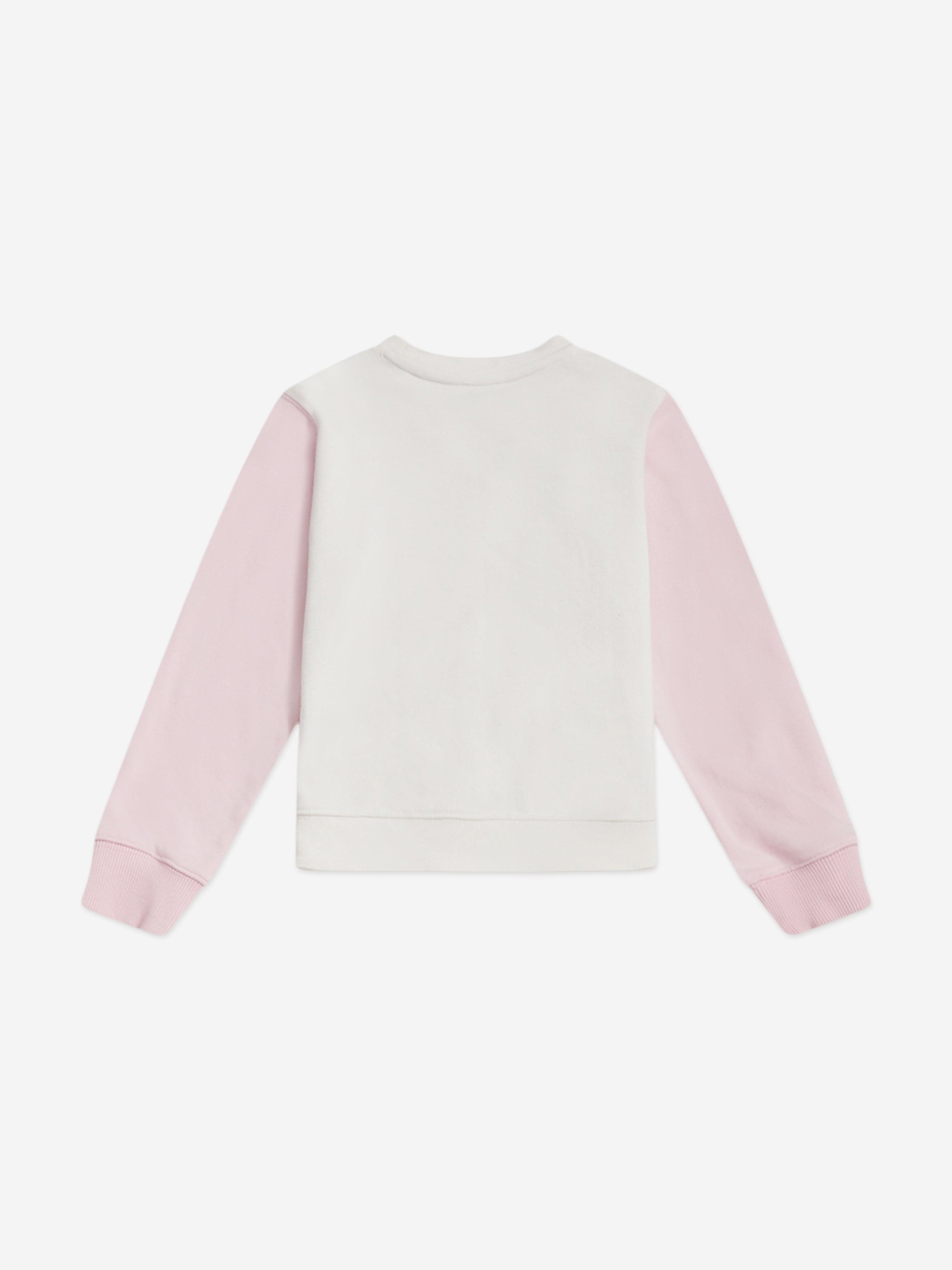 New Balance Baby Girls Colourblock Curved Hem Crew and Joggers Set in Ivory