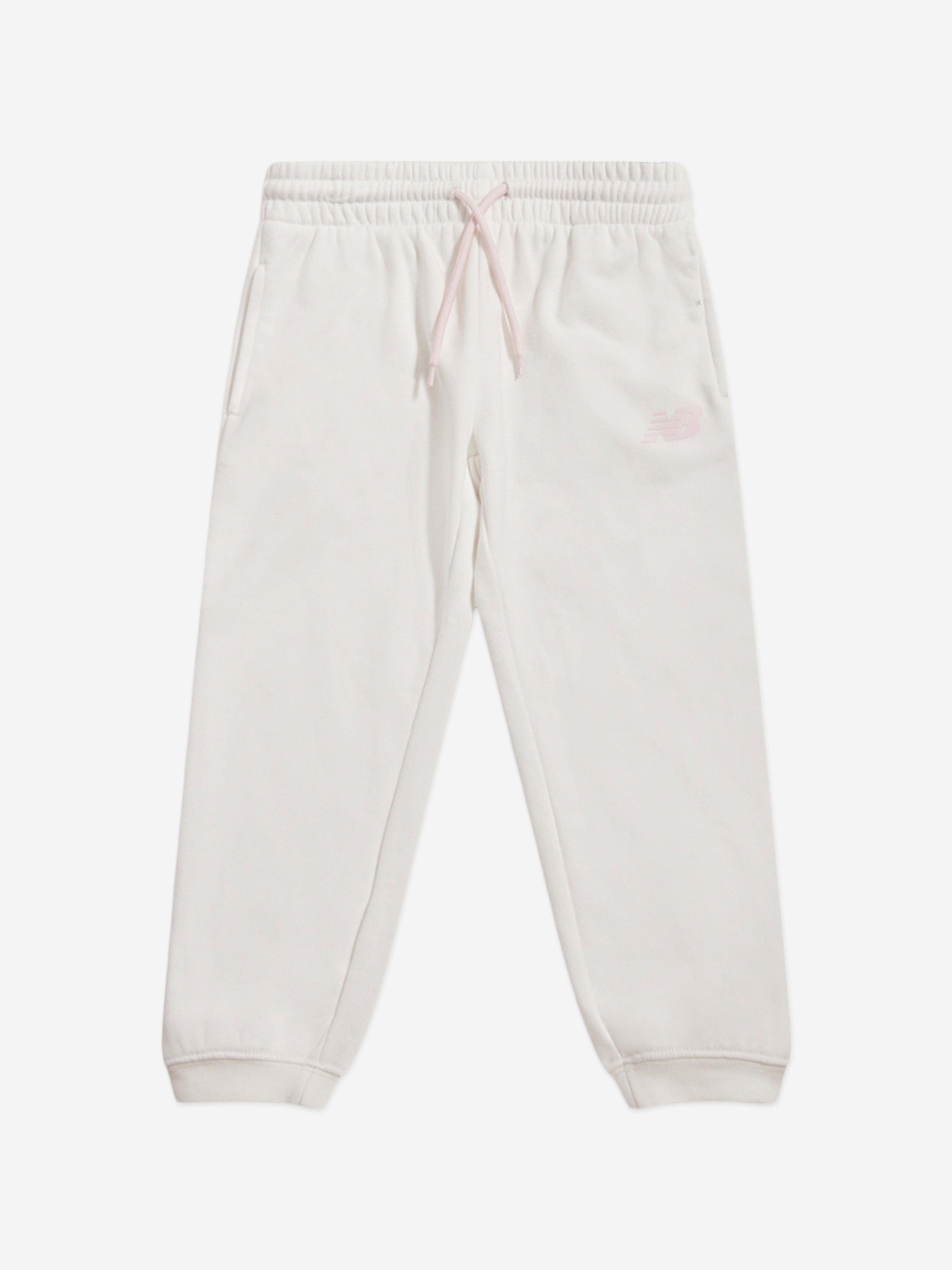 New Balance Baby Girls Colourblock Curved Hem Crew and Joggers Set in Ivory