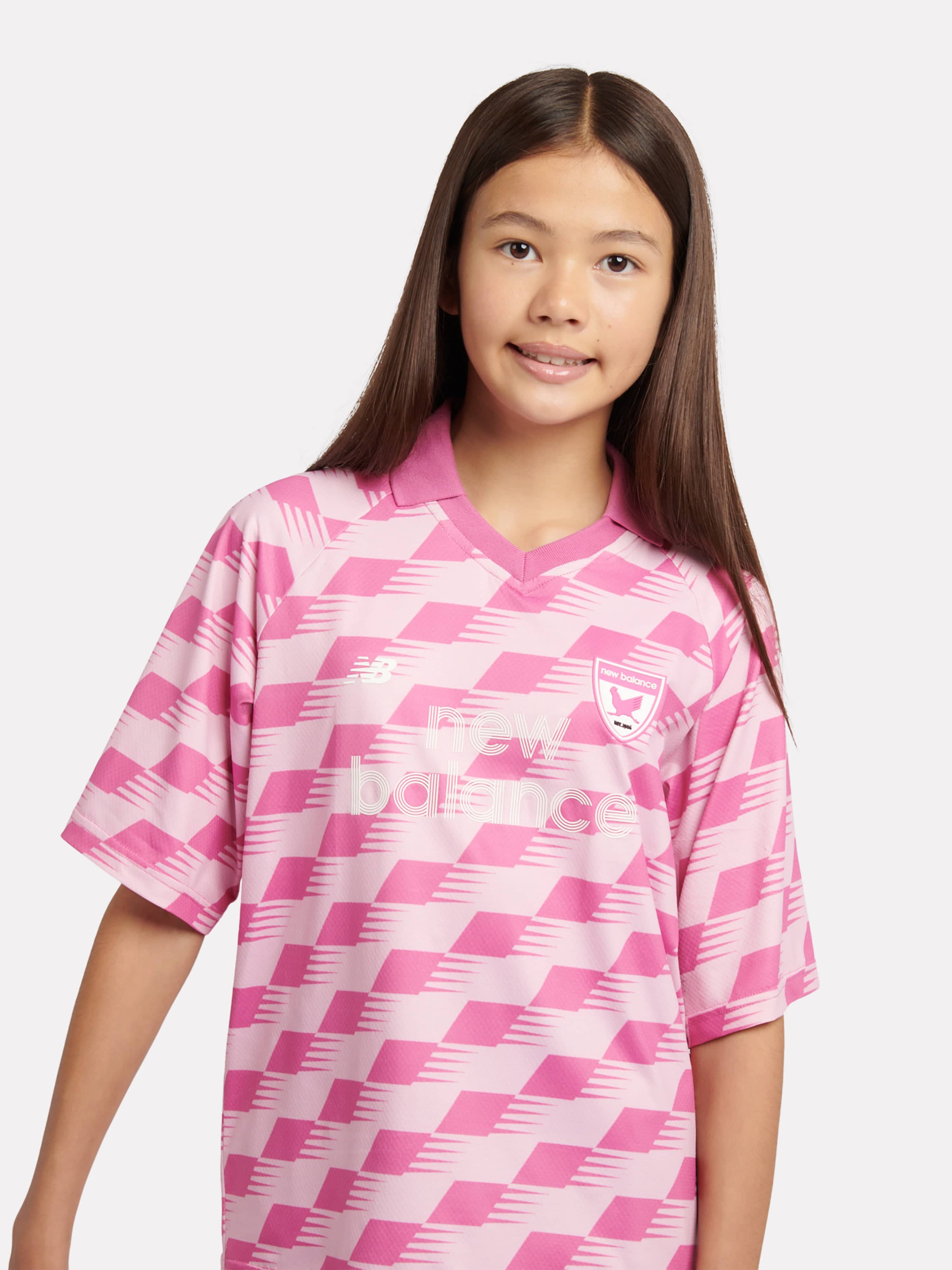 New Balance Girls Megaspeed AOP Football T-Shirt in Pink