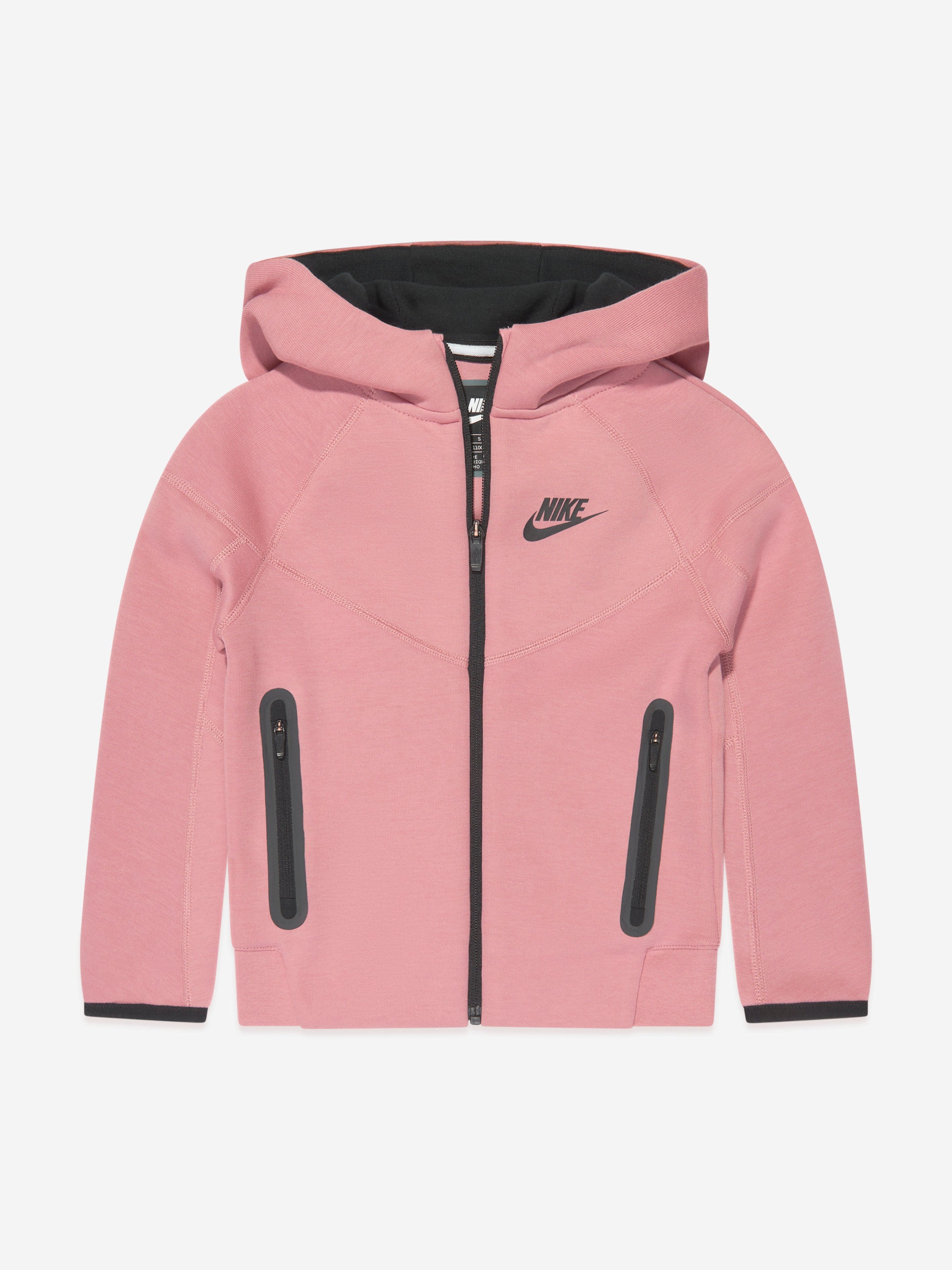 Nike Girls Tech Fleece Hooded Tracksuit in Pink