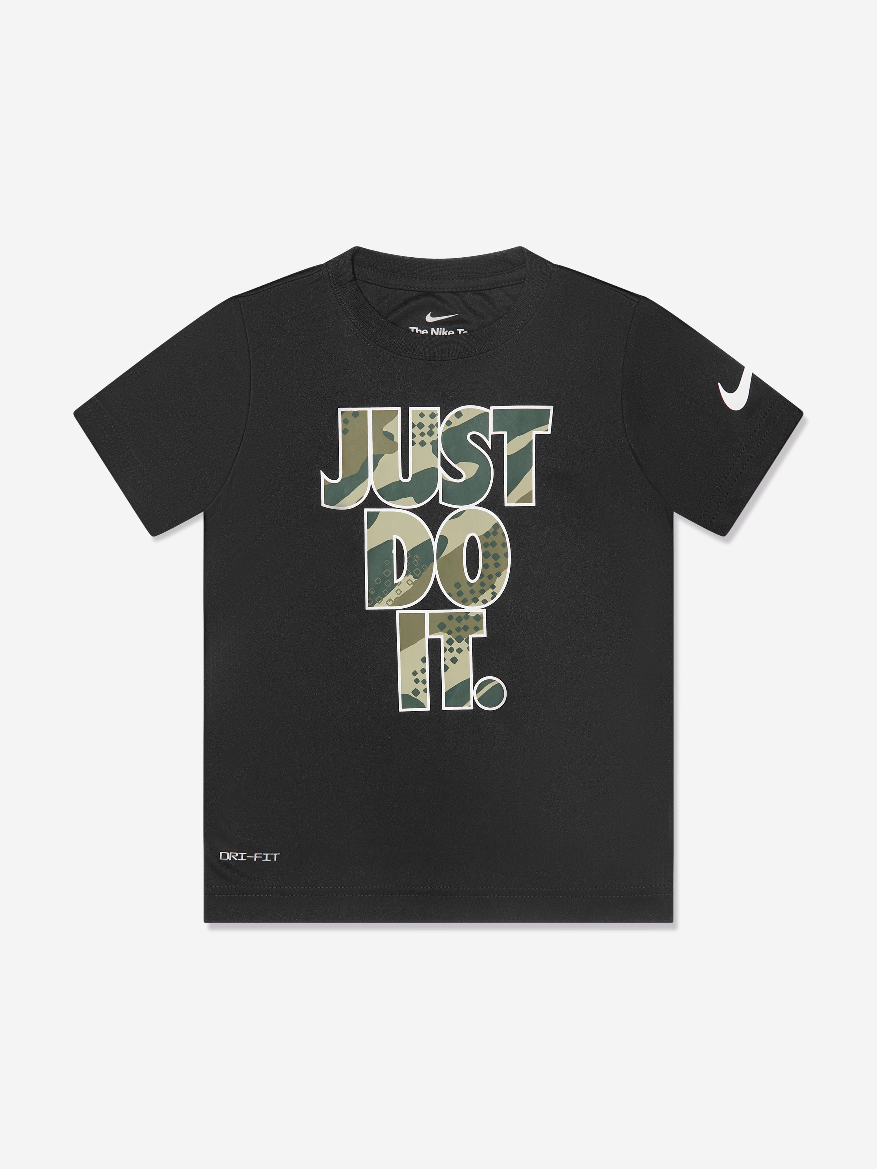 Nike Boys Club Seasonal Camo Dr-Fit T-Shirt in Black