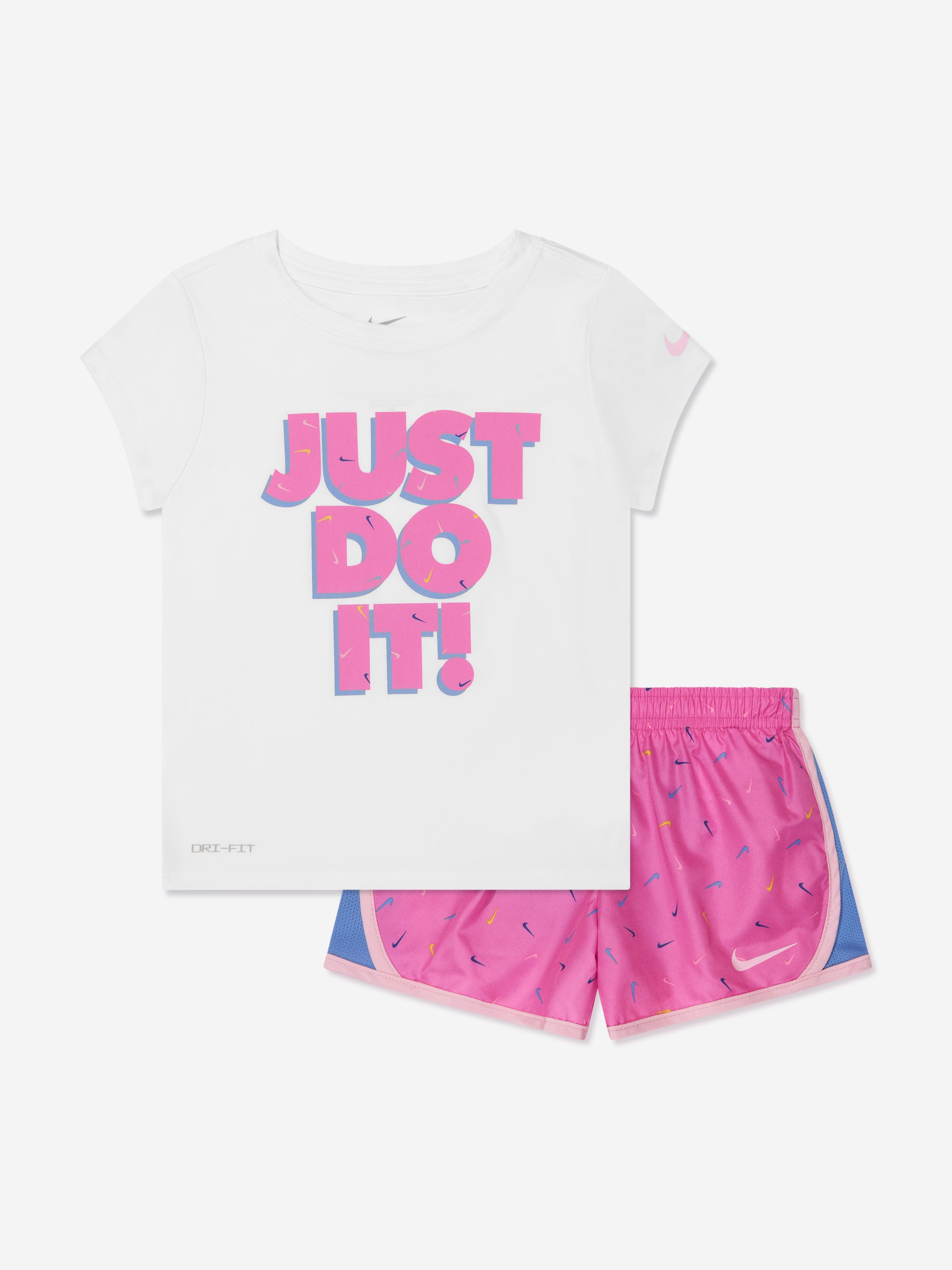 Nike Girls Swoosh Logo Shorts Set in Pink