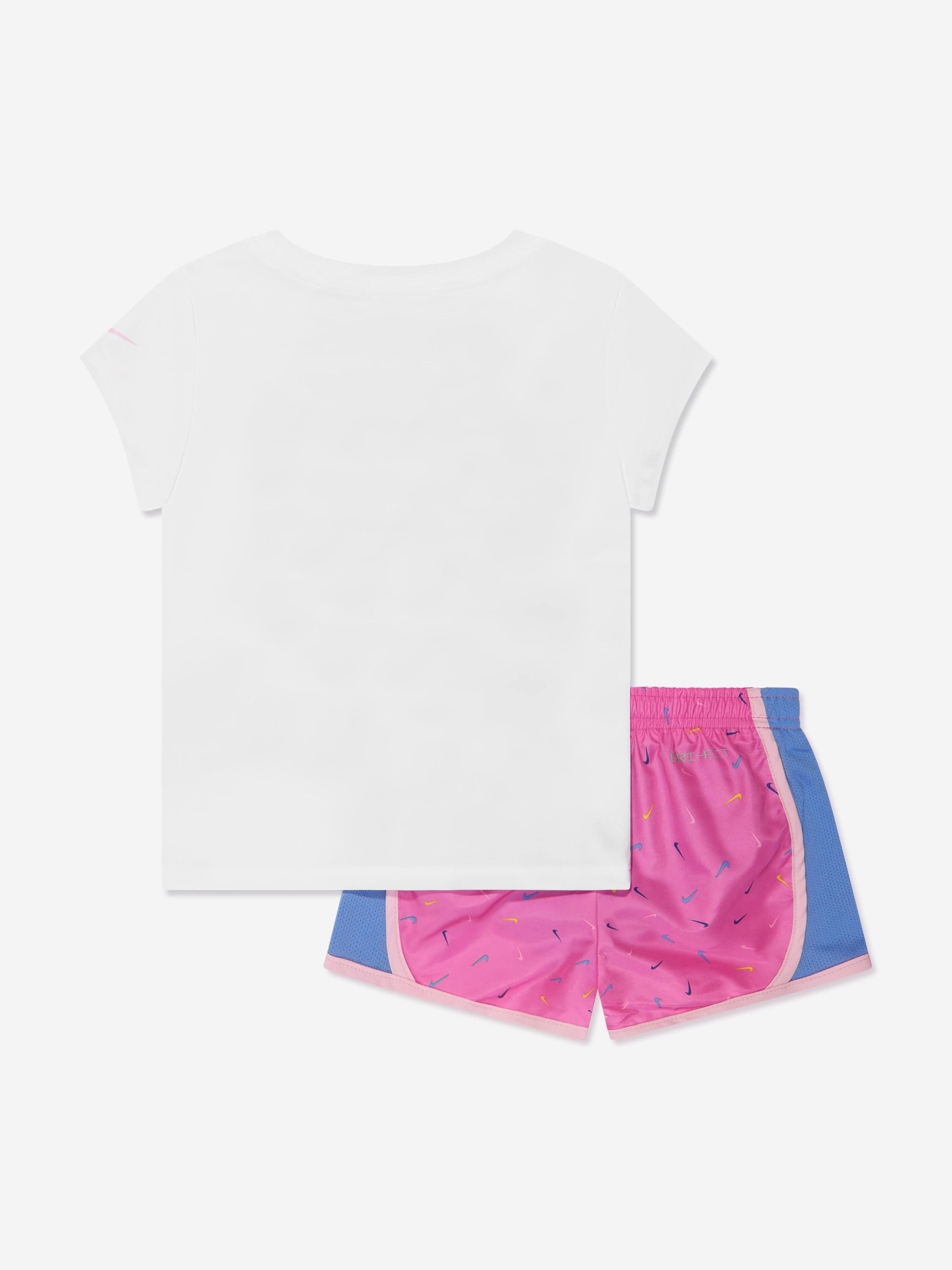 Nike Girls Swoosh Logo Shorts Set in Pink