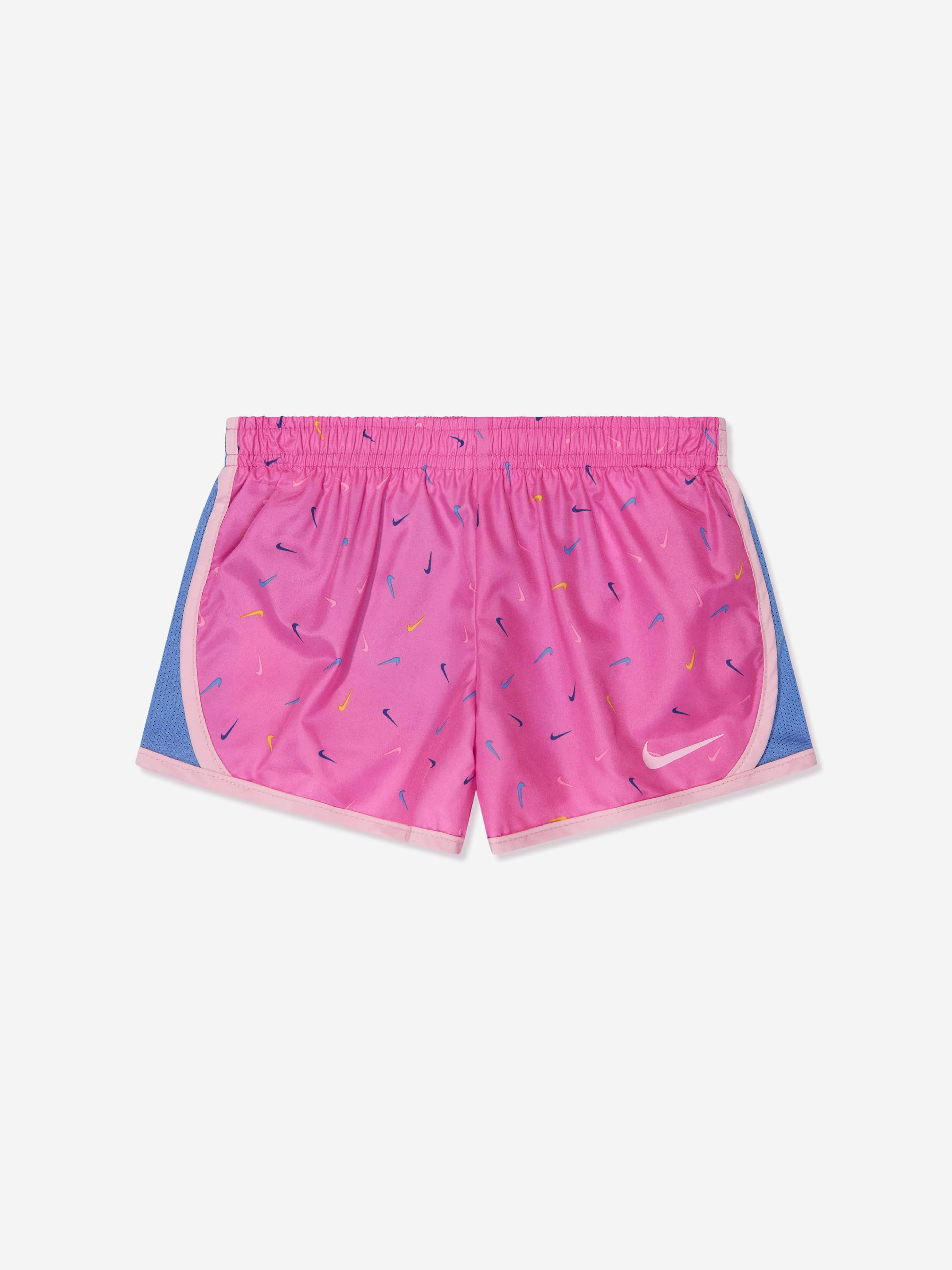 Nike Girls Swoosh Logo Shorts Set in Pink