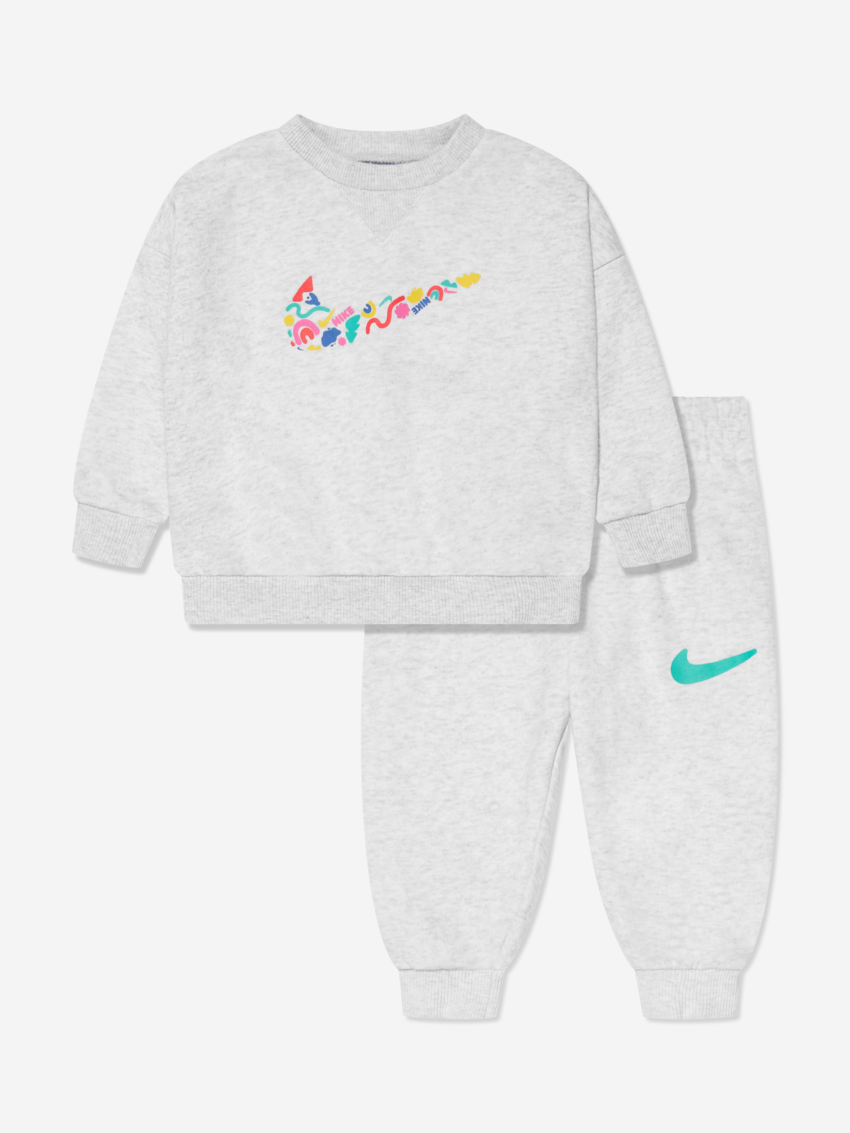 Nike Girls NSW Primary Play Crew Tracksuit in Grey