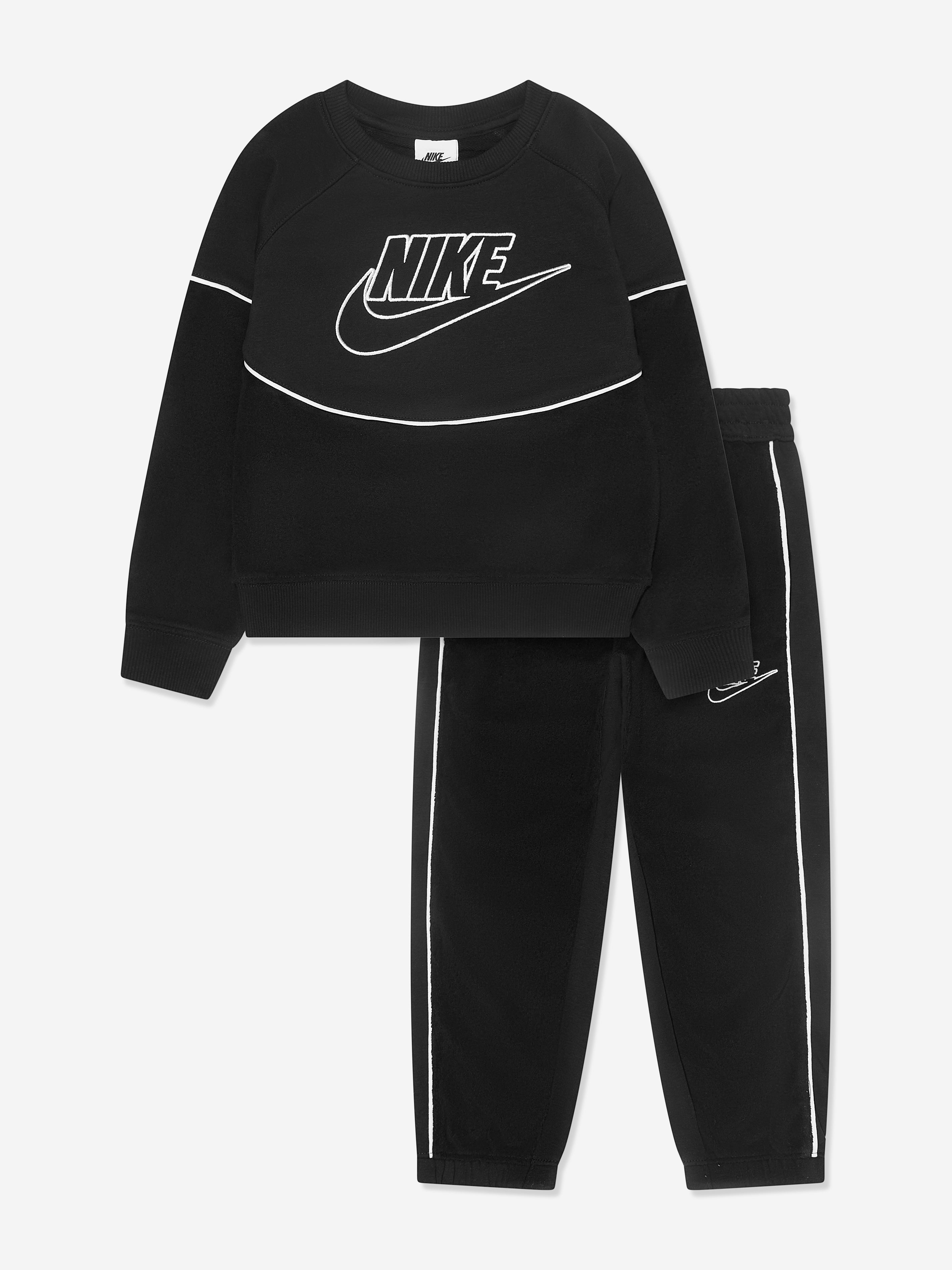 Nike Boys NSW Amplify Crew Tracksuit in Black