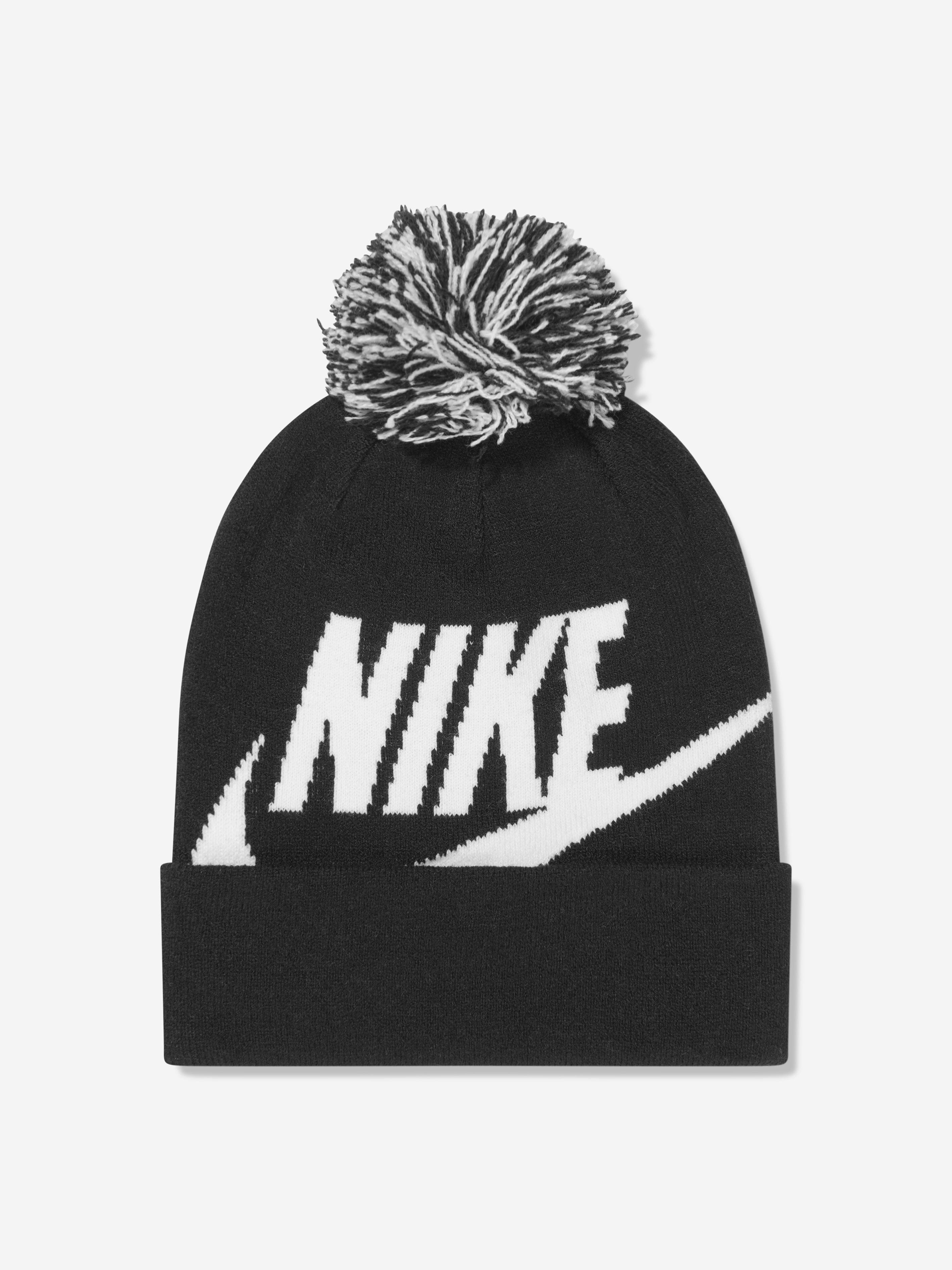 Nike Boys Swoosh Pom Beanie And Gloves Set in Black