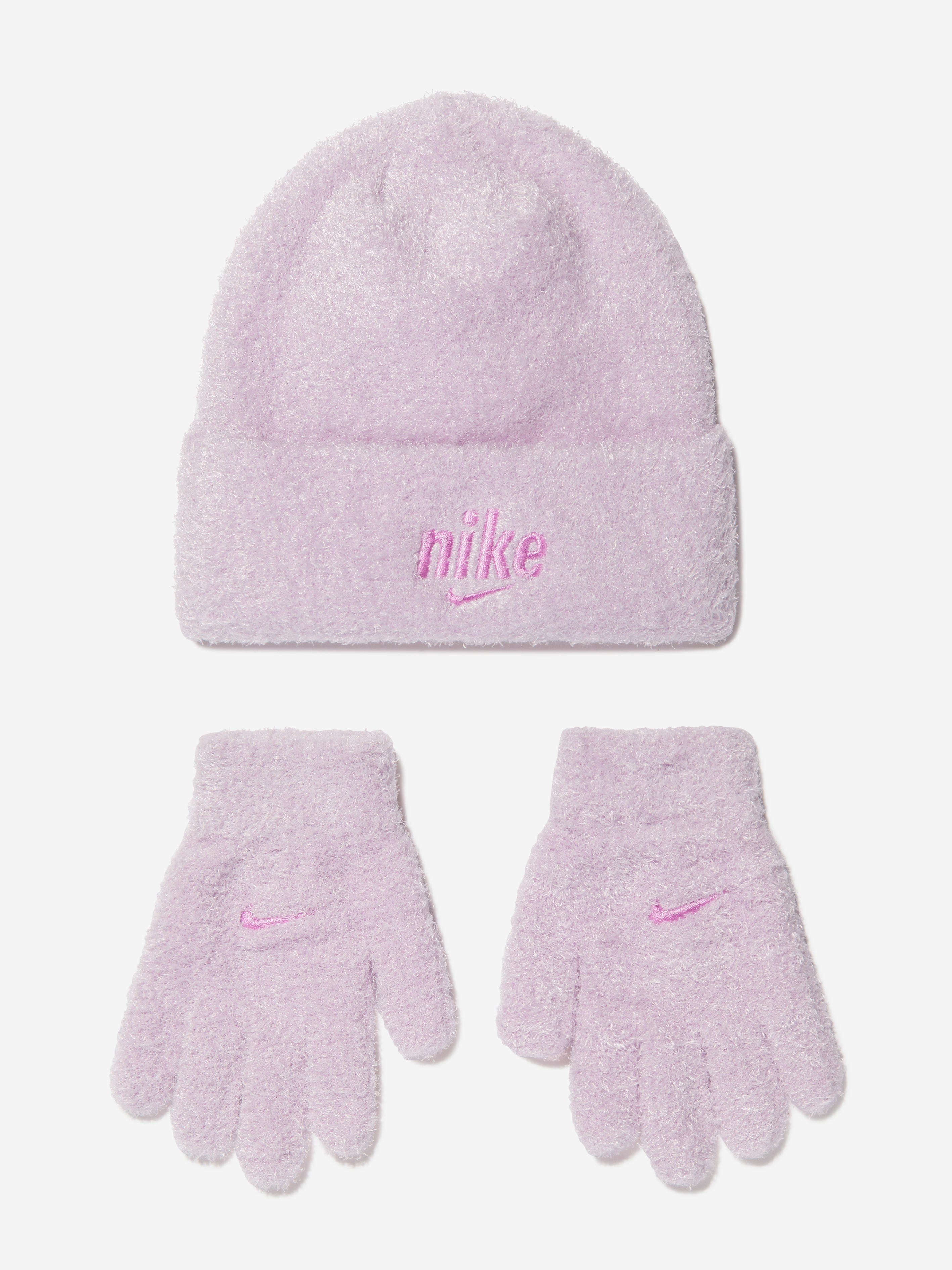 Nike Girls Beanie Hat And Gloves Set in Pink