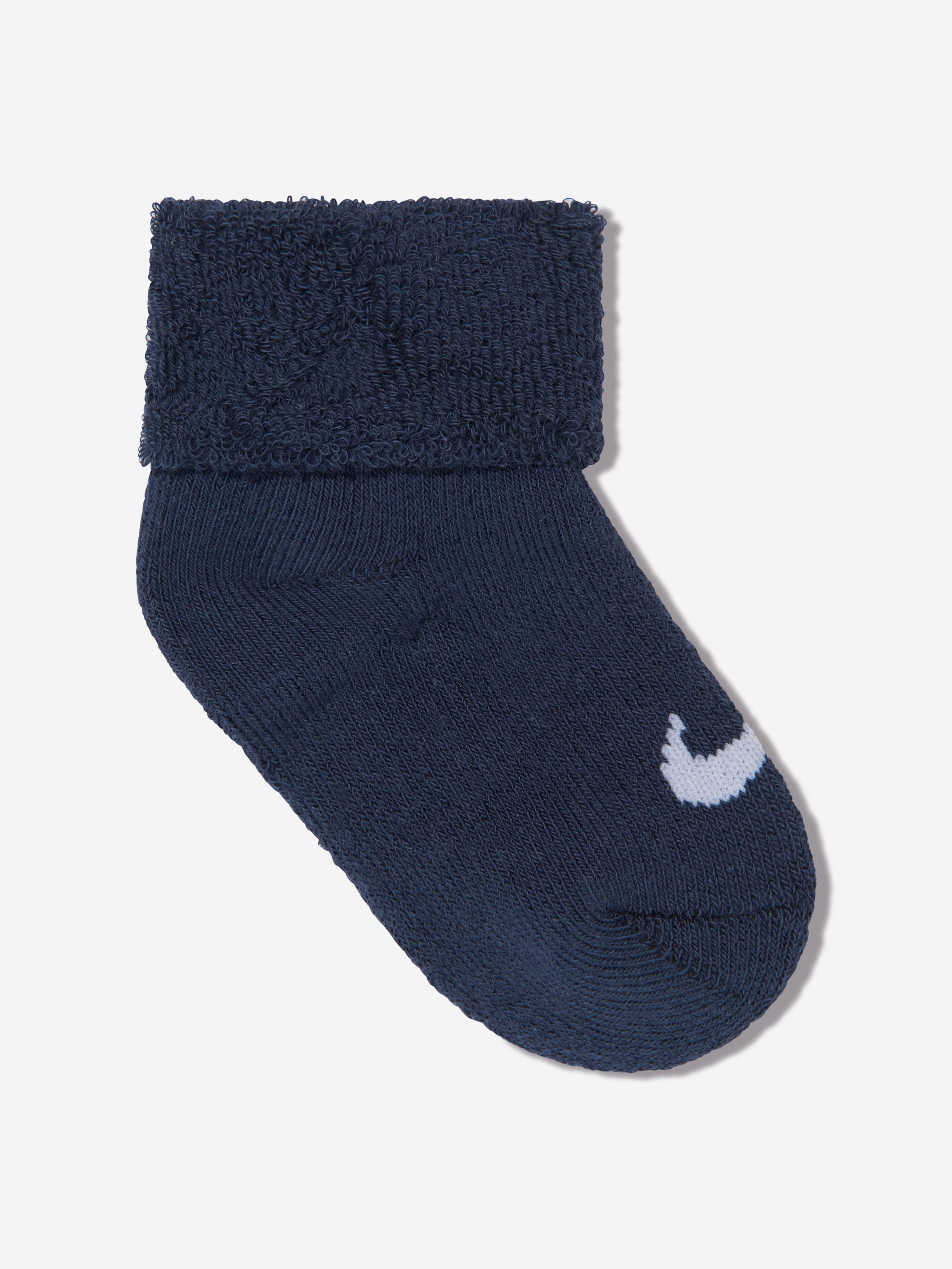 Nike Baby Boys 6 Pack Terry Cuffed Socks Set in Blue