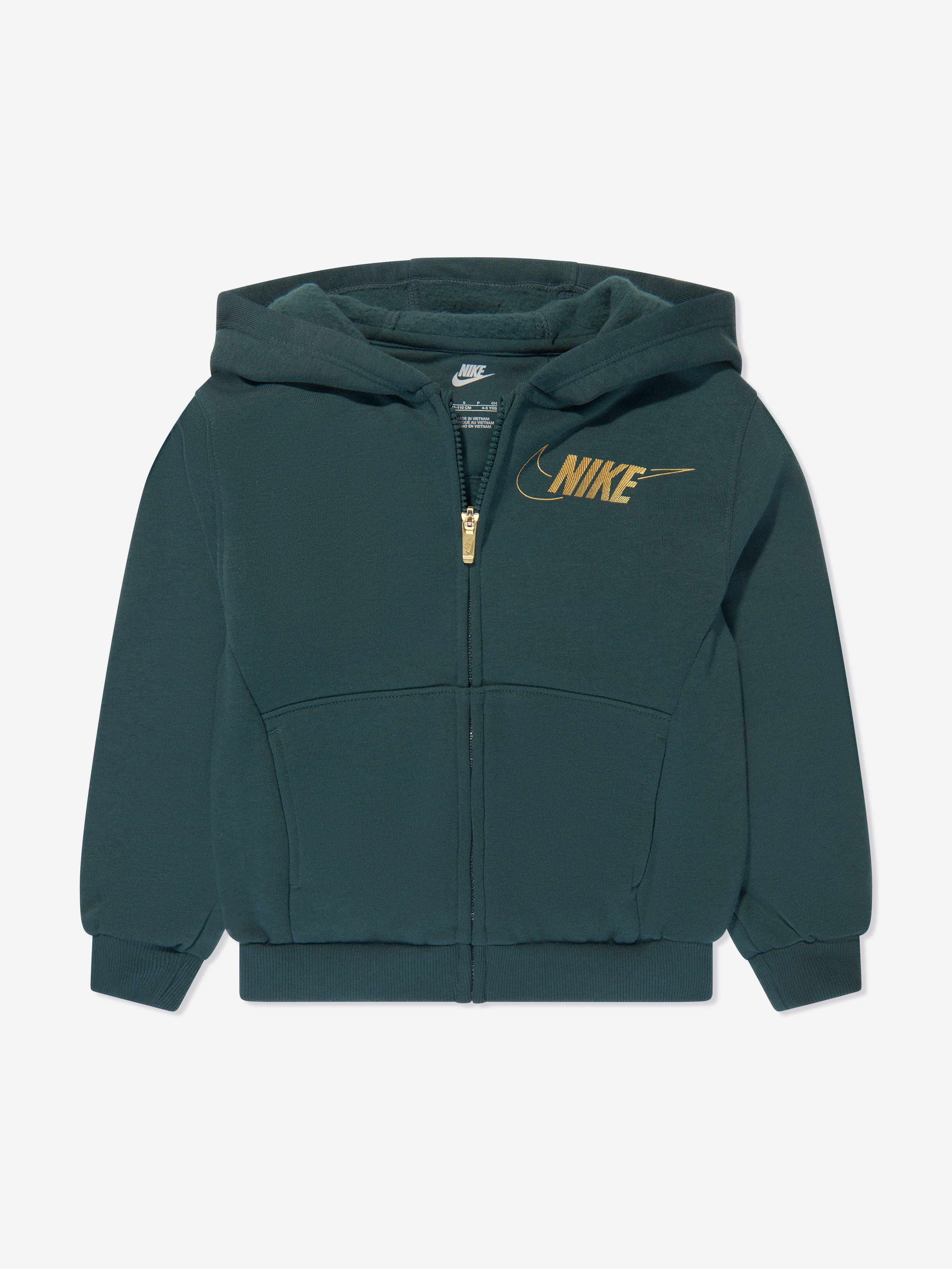 Nike Girls Shine Zip Up Top and Leggings Set in Green