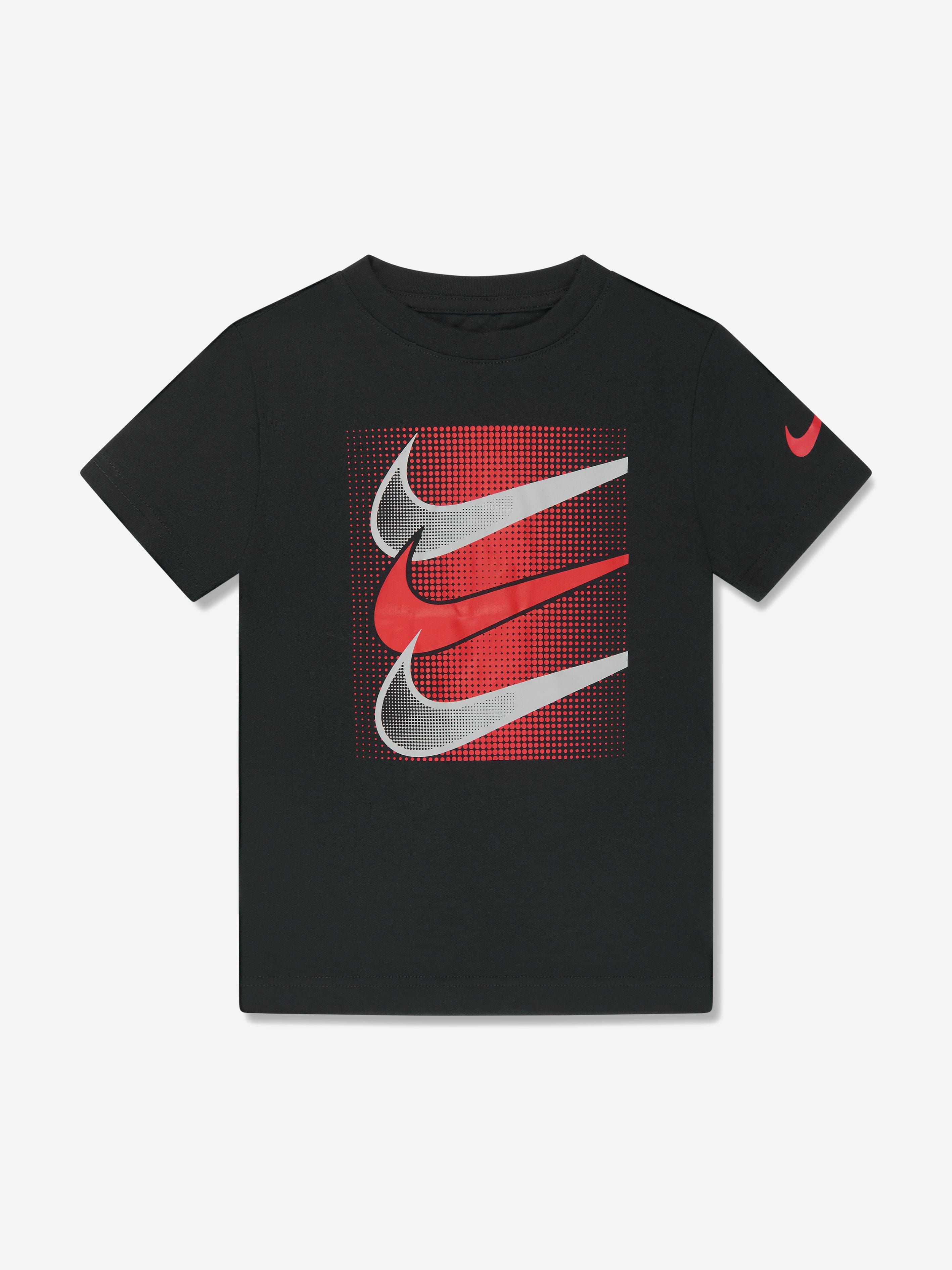 Nike Boys Brandmark Multi Swoosh T-Shirt in Black